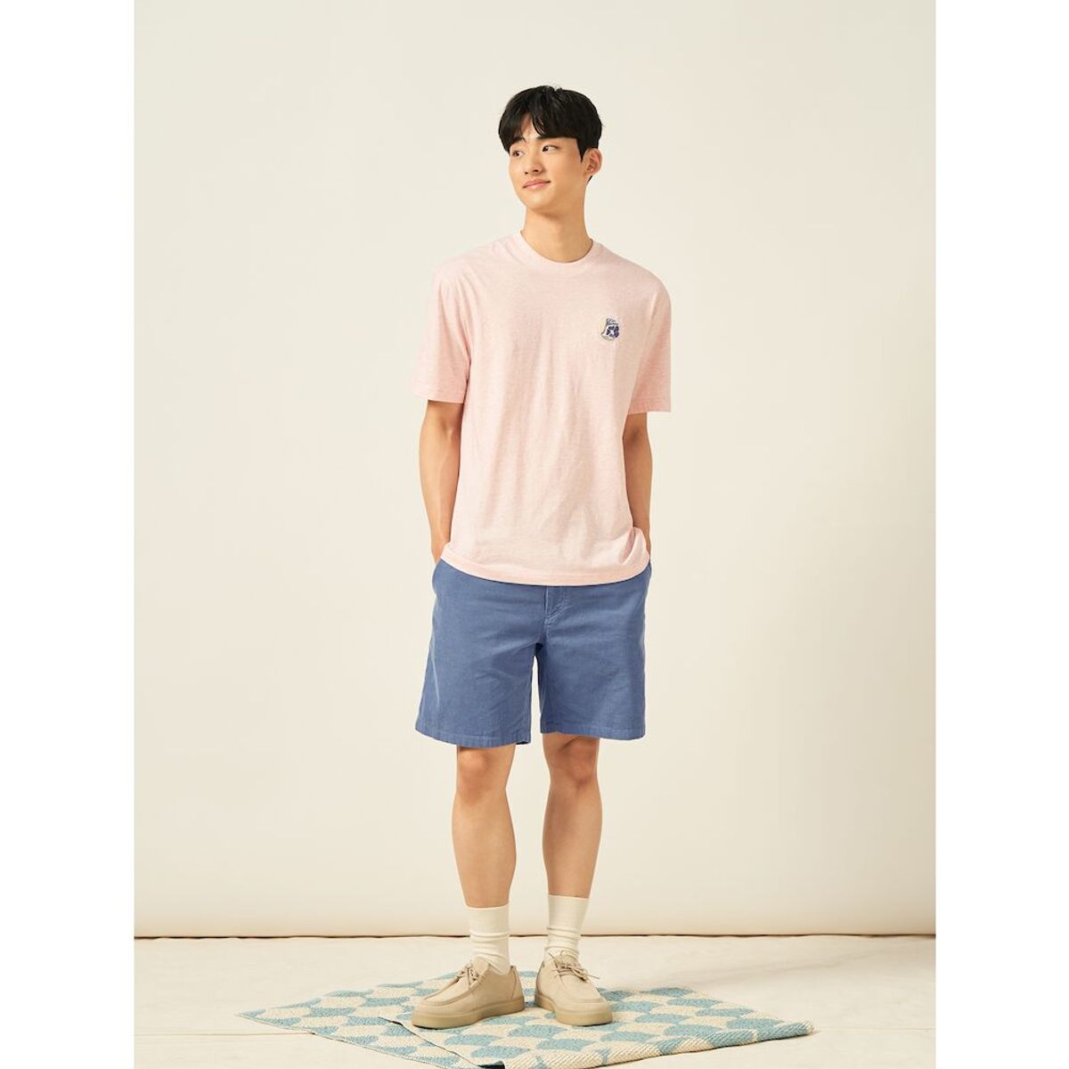 빈폴 멘(BEANPOLE MEN) 트로피칼 그래픽 반소매 티셔츠  핑크