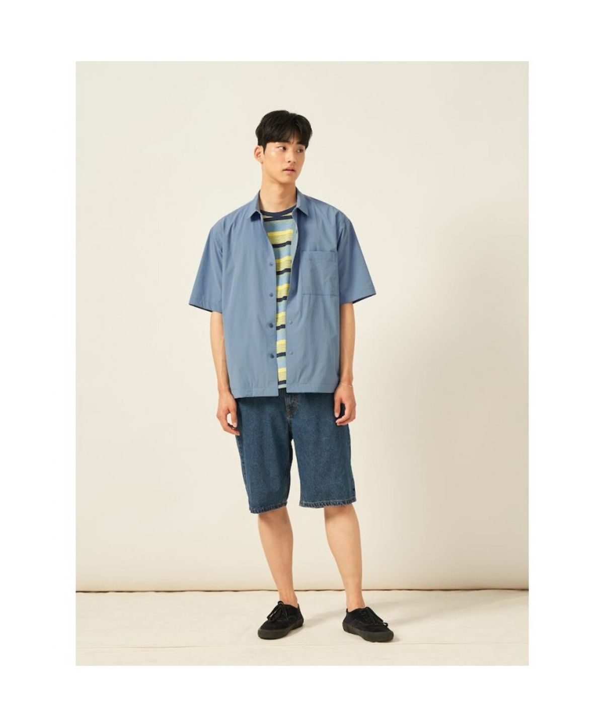 빈폴 멘(BEANPOLE MEN) 화섬 솔리드 반소매 셔츠  로열 블루 (BC5565C86N)