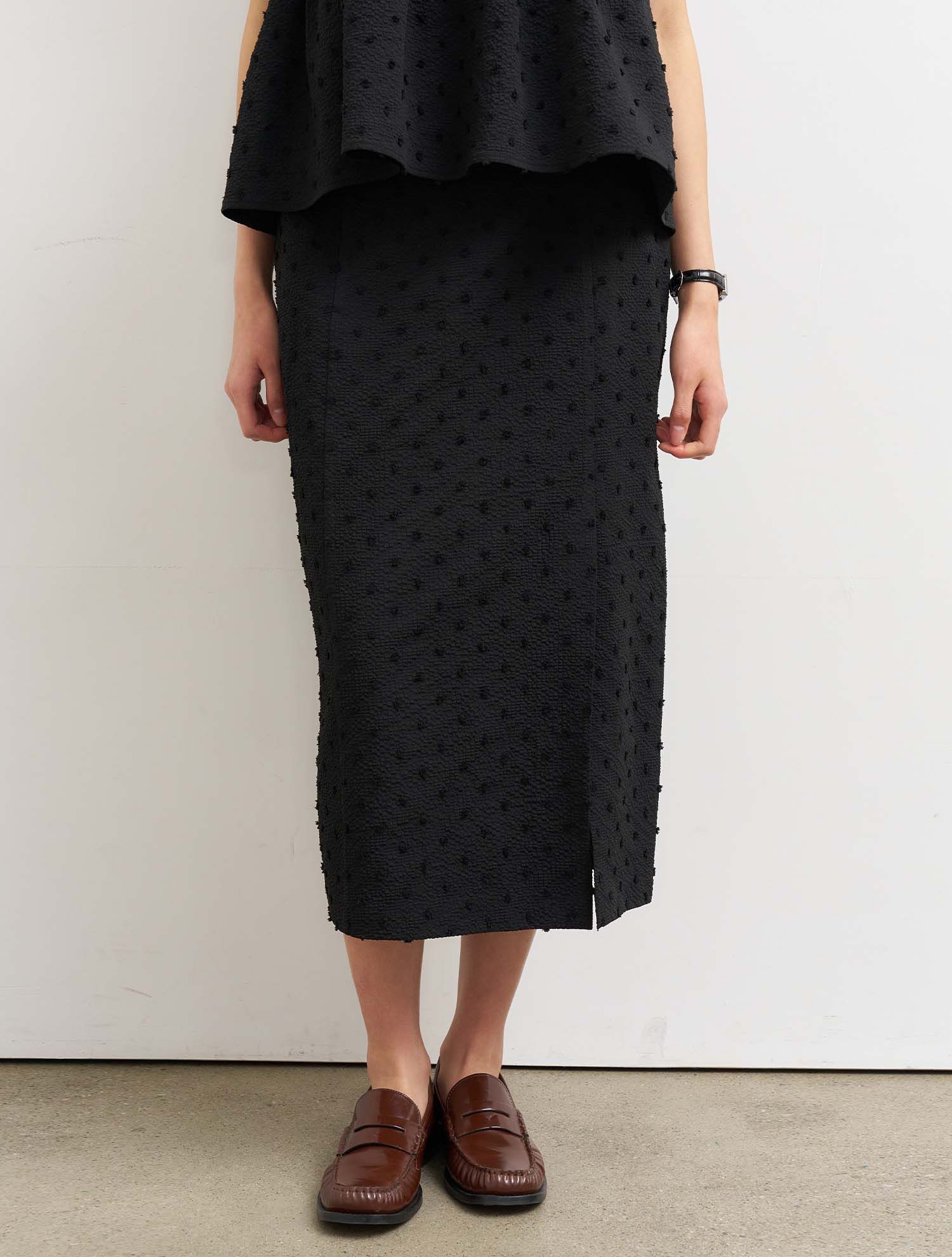 MUSINSA | GENERAL IDEA Textured Bubble H-Line Long Skirt