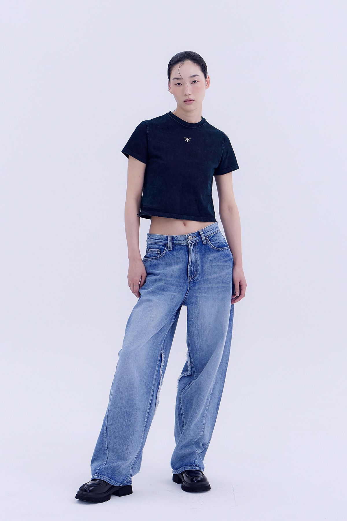 노 엑스트라 터치(NO EXTRA TOUCH) Vintage Dying Detail T-shirts (dark green) / 25SPTS001DG