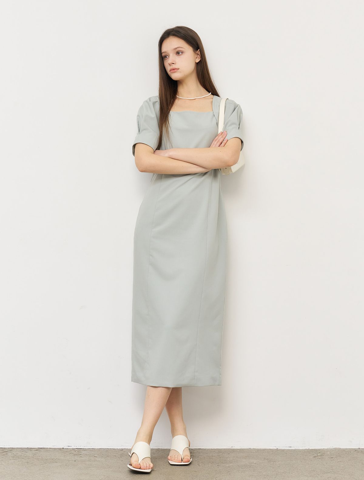 제너럴아이디어(GENERALIDEA) 볼레로 슬리브 롱 원피스 [MINT] / WBE2L15506