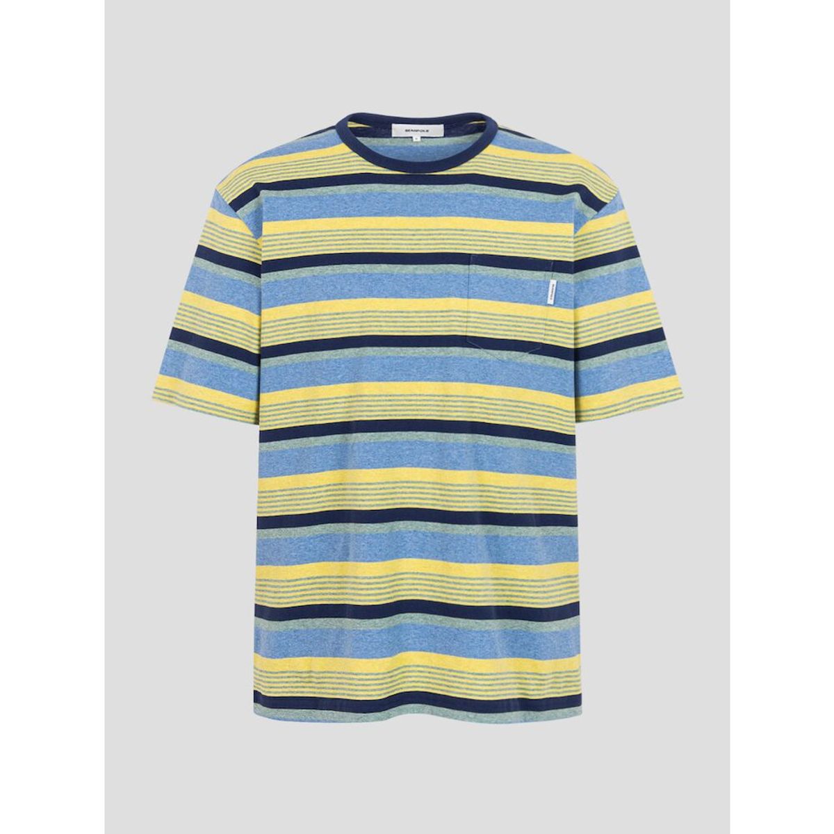 빈폴 멘(BEANPOLE MEN) 멀티 스트라이프 라운드 반소매 티셔츠  스카이 블루