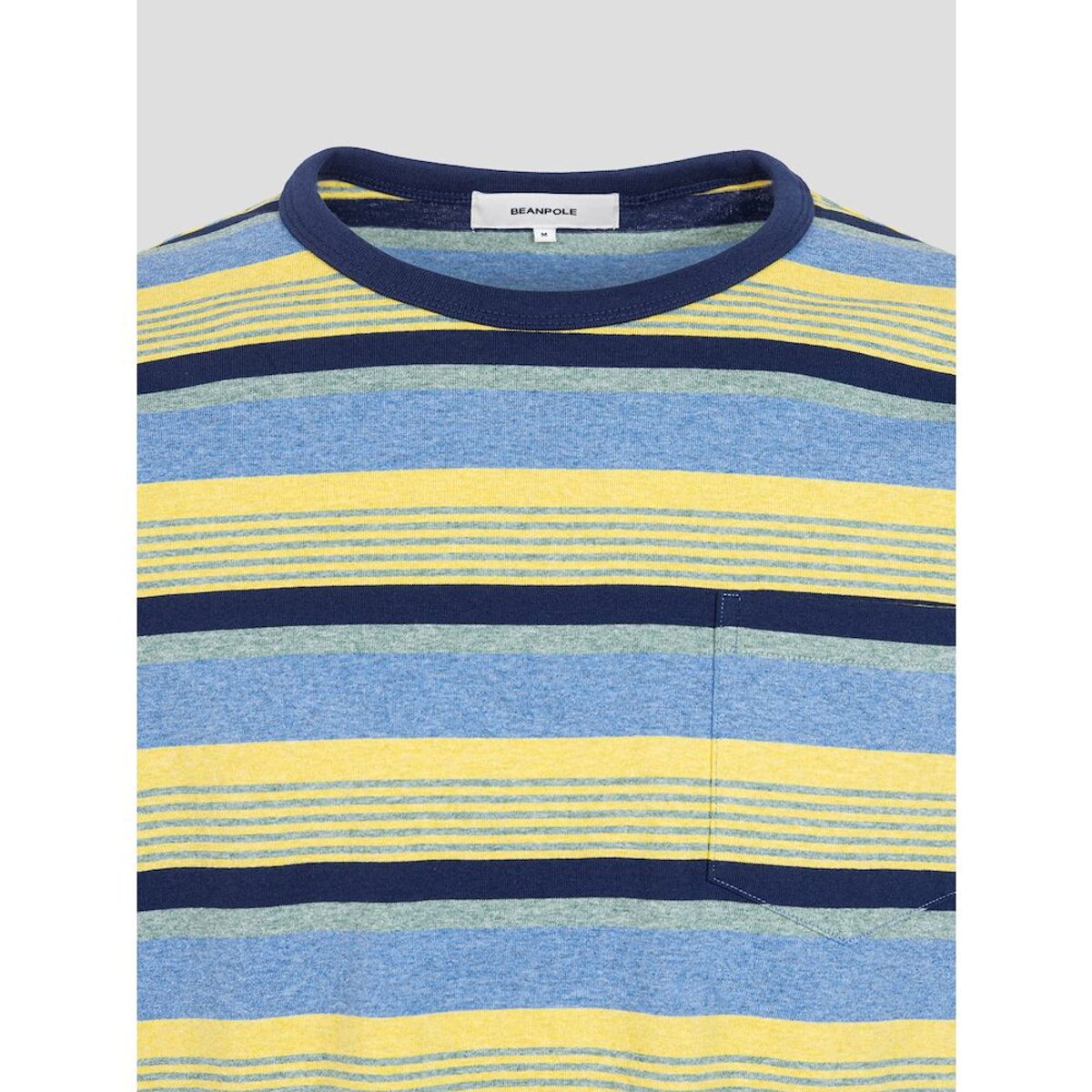 빈폴 멘(BEANPOLE MEN) 멀티 스트라이프 라운드 반소매 티셔츠  스카이 블루