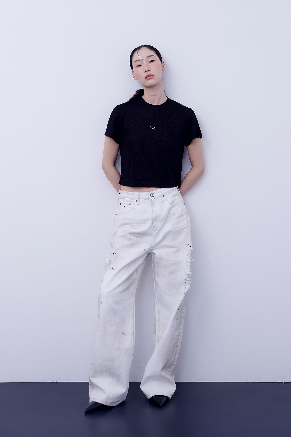 노 엑스트라 터치(NO EXTRA TOUCH) Dirty Detail White Denim / 25SPPT005WH