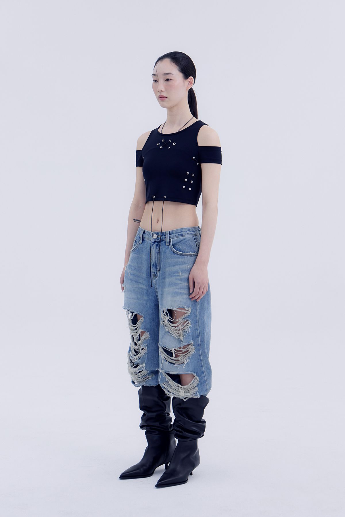 노 엑스트라 터치(NO EXTRA TOUCH) Damage Denim / 25SPPT001BL