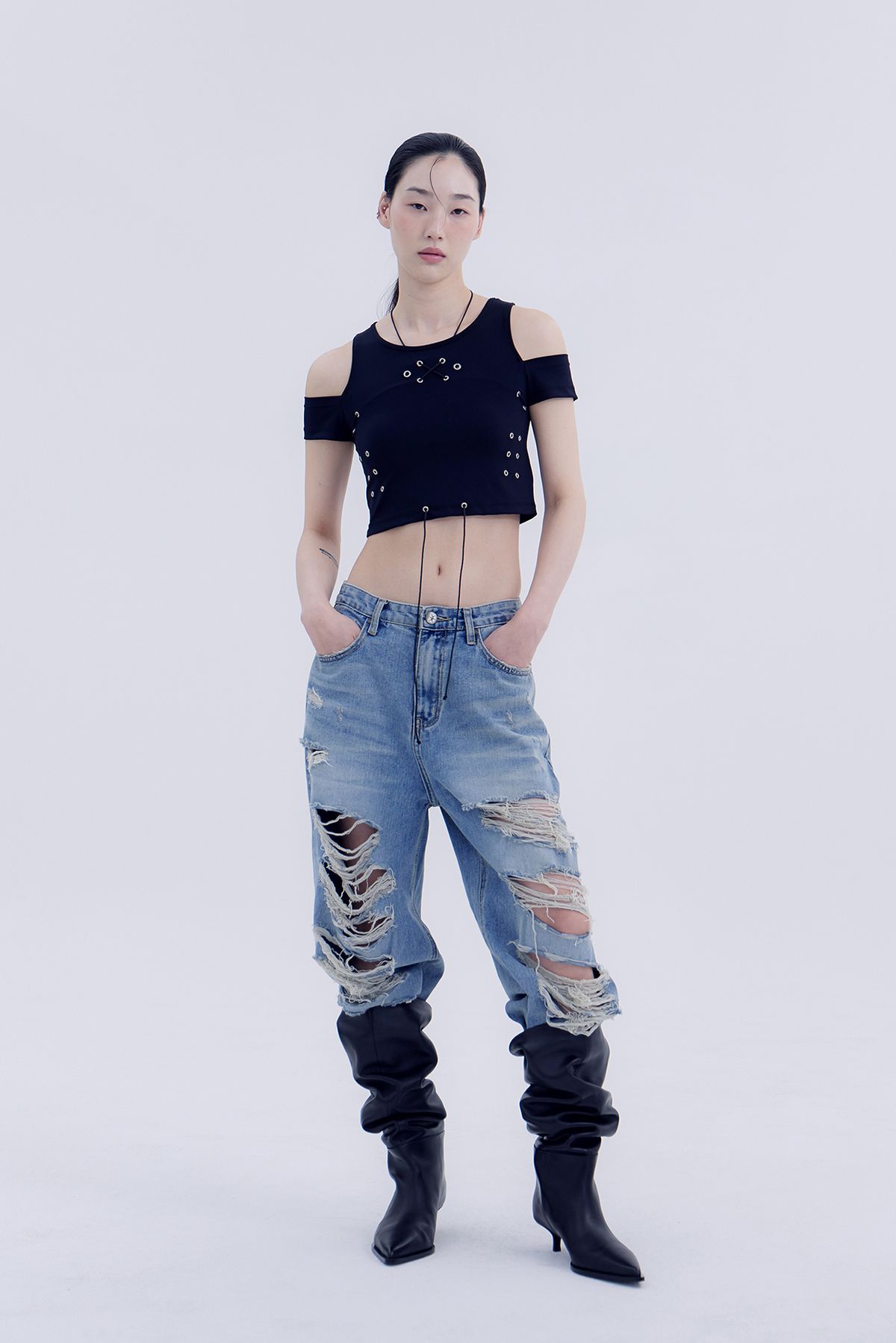 노 엑스트라 터치(NO EXTRA TOUCH) Damage Denim / 25SPPT001BL