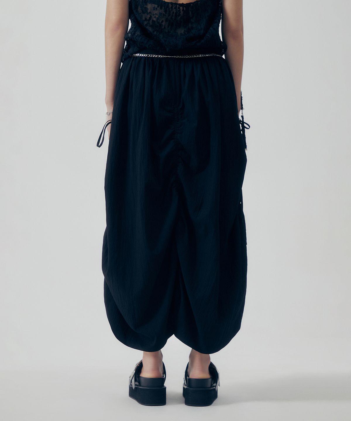 트리밍버드(TREEMINGBIRD) Soft Shirring Skirt [ Black ]
