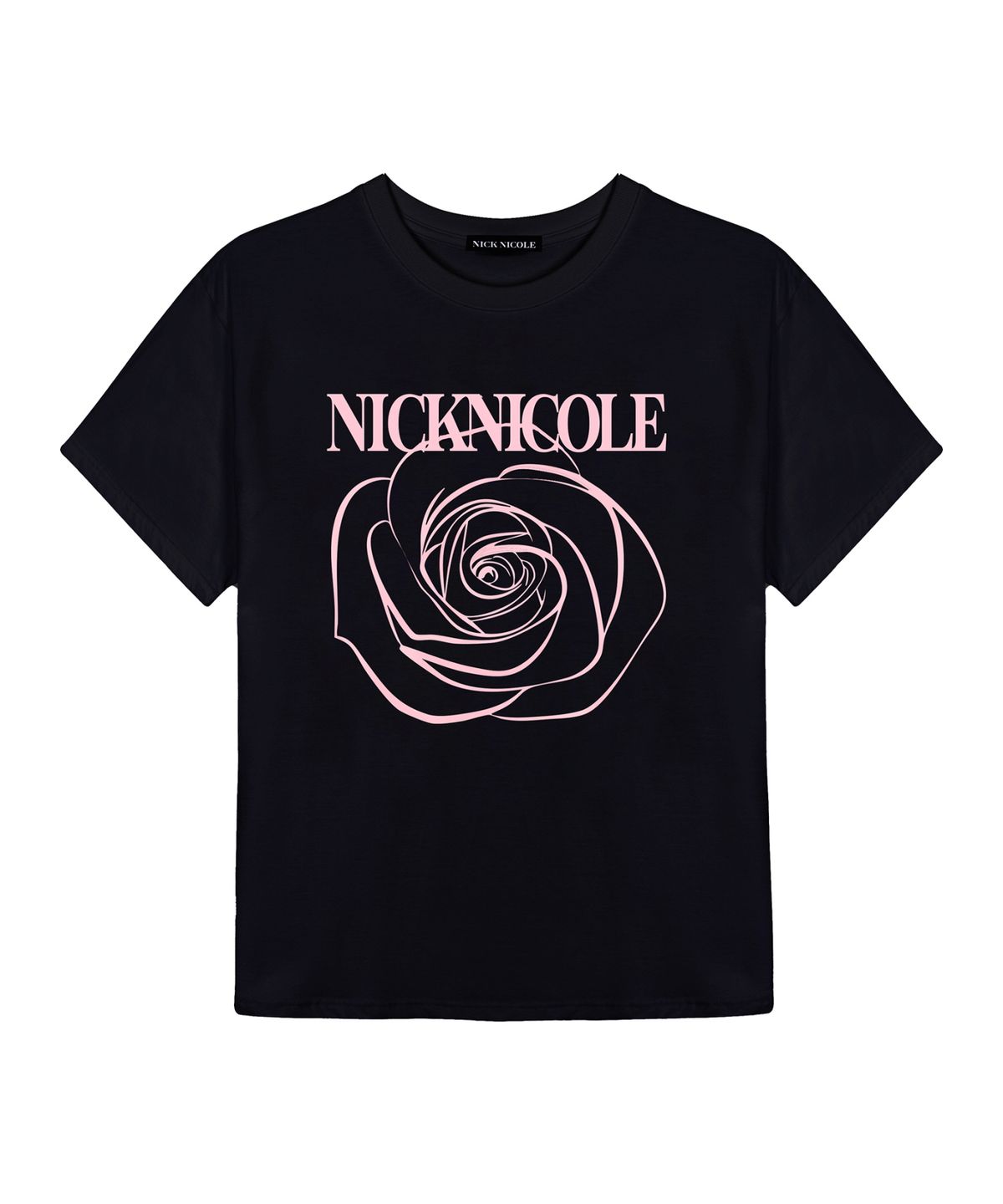 닉앤니콜(NICK&NICOLE) BIG ROSE SLEEVE TOP_BLACK PINK