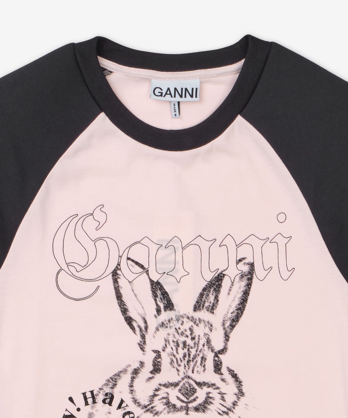 가니(GANNI) 베이직 저지 버니 래글런 반소매 티셔츠 - 프림로즈 핑크 / T4159065