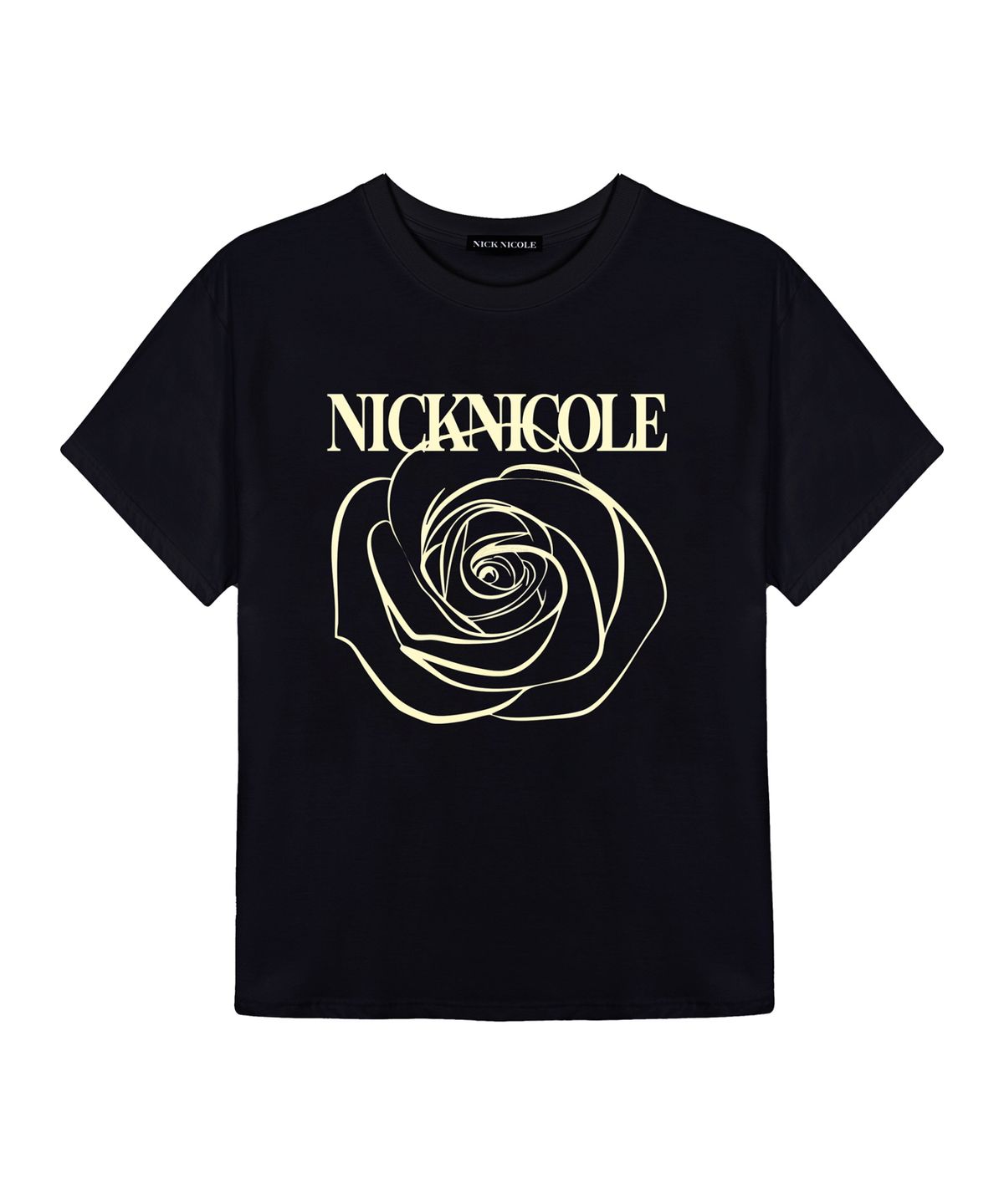 닉앤니콜(NICK&NICOLE) BIG ROSE SLEEVE TOP_BLACK CREAM