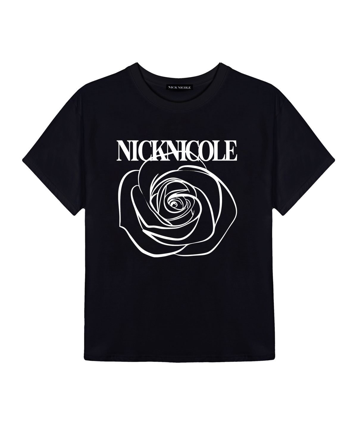 닉앤니콜(NICK&NICOLE) BIG ROSE SLEEVE TOP_BLACK WHITE