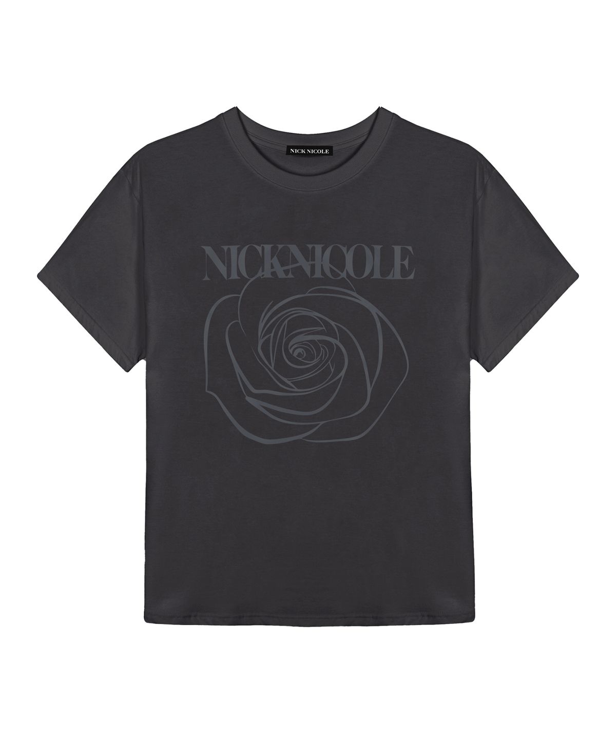 닉앤니콜(NICK&NICOLE) BIG ROSE SLEEVE TOP_CHARCOAL