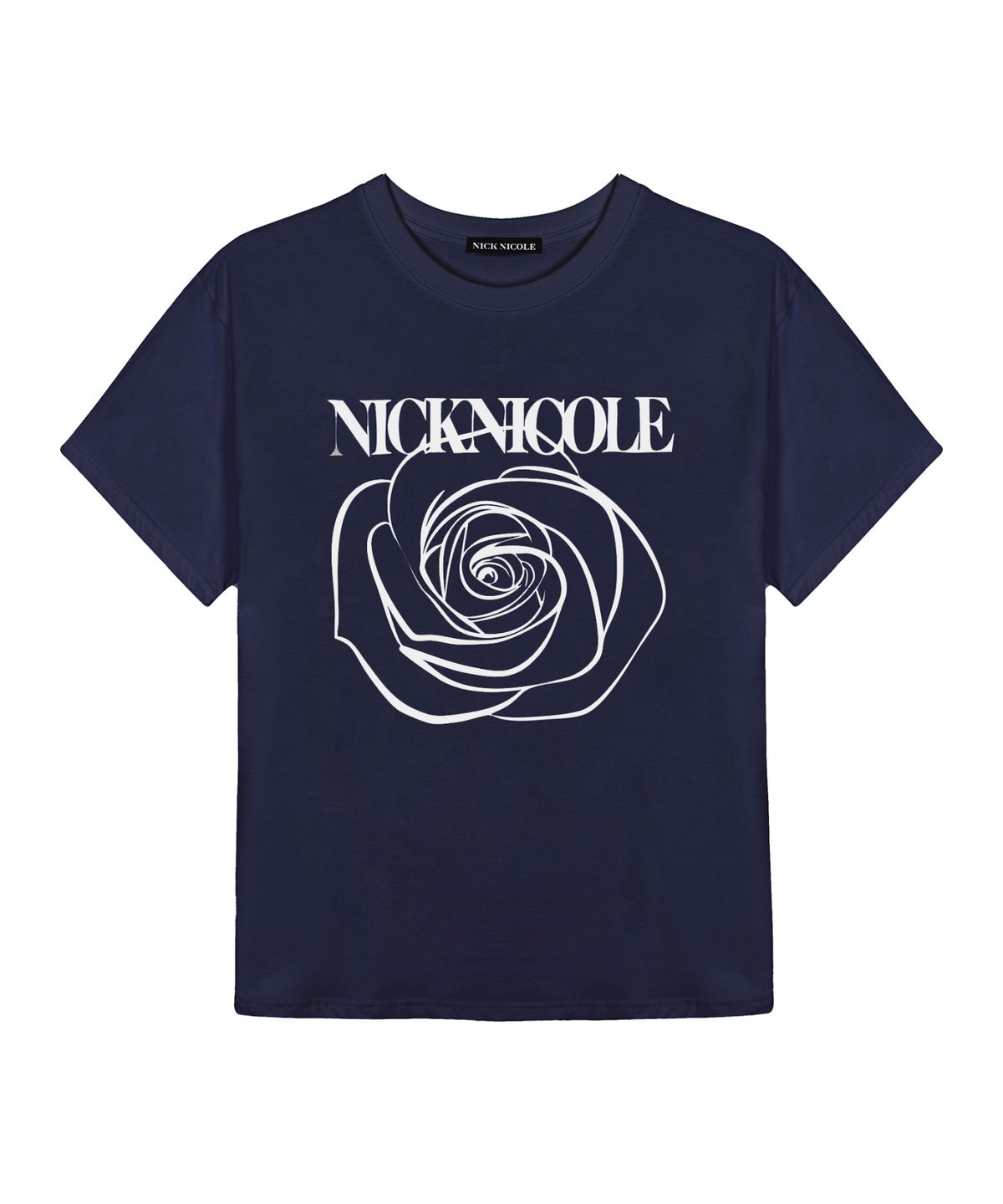 닉앤니콜(NICK&NICOLE) BIG ROSE SLEEVE TOP_NAVY WHITE