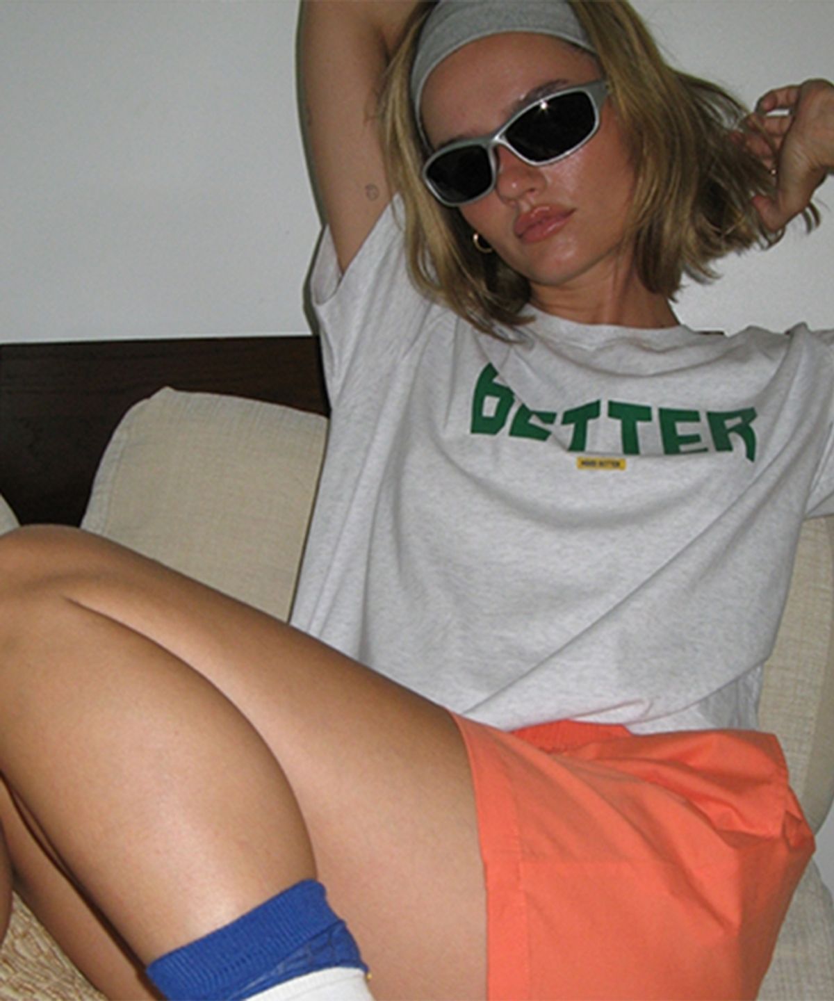 무드베러(MOODBETTER) BETTER LOGO BASIC FIT T SHIRTS WHITE MELANGE