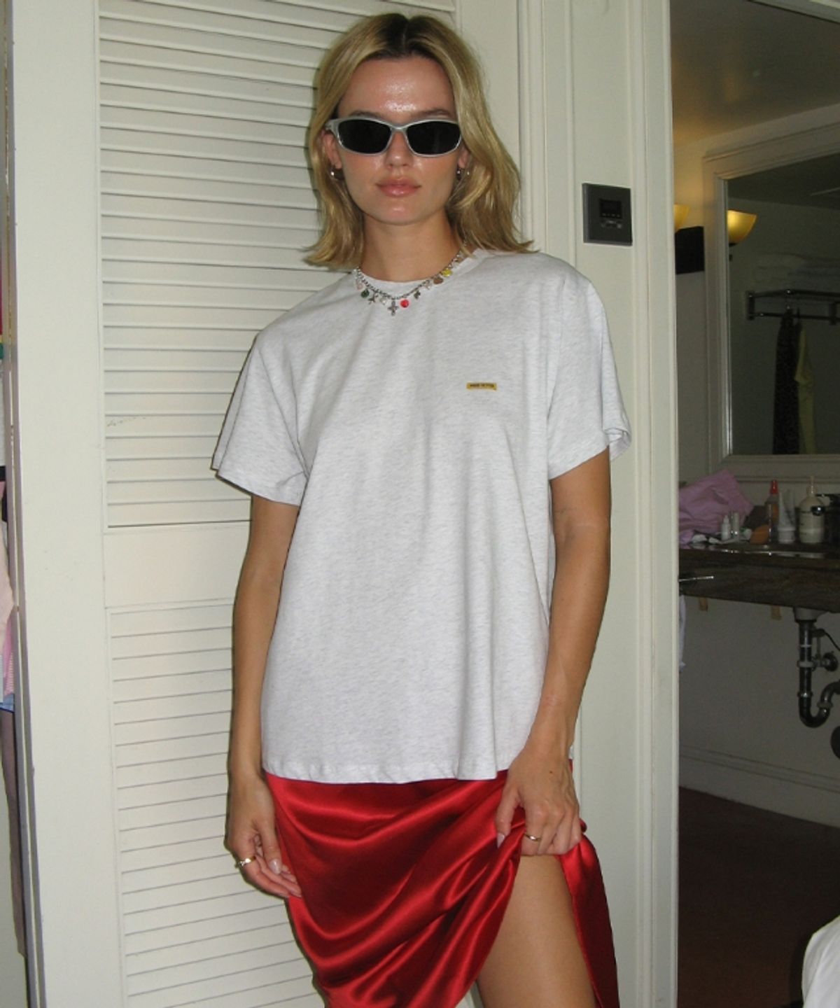 무드베러(MOODBETTER) SUNSET BEACH BASIC FIT T SHIRTS WHITE MELANGE