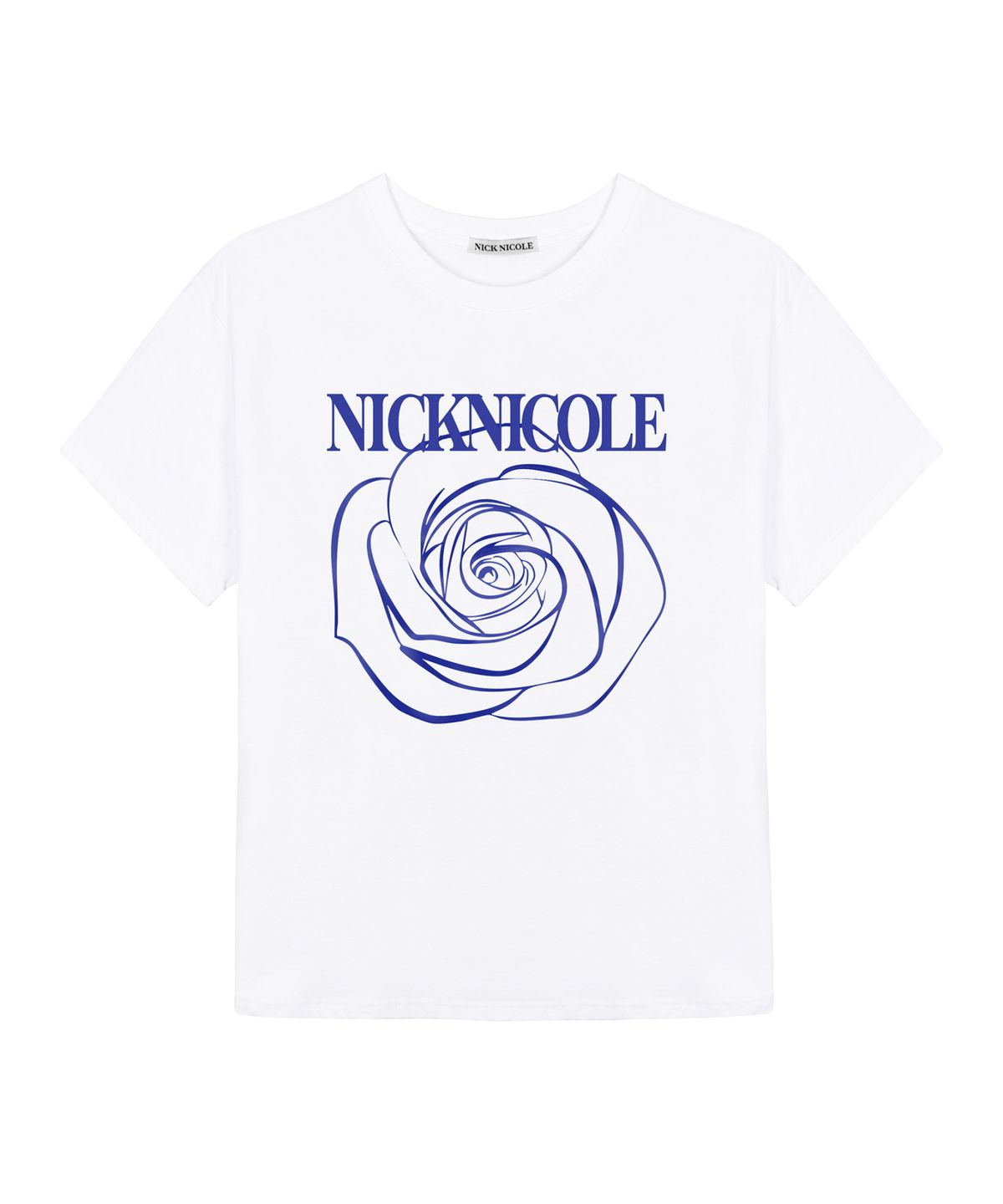 닉앤니콜(NICK&NICOLE) BIG ROSE SLEEVE TOP_WHITE NAVY