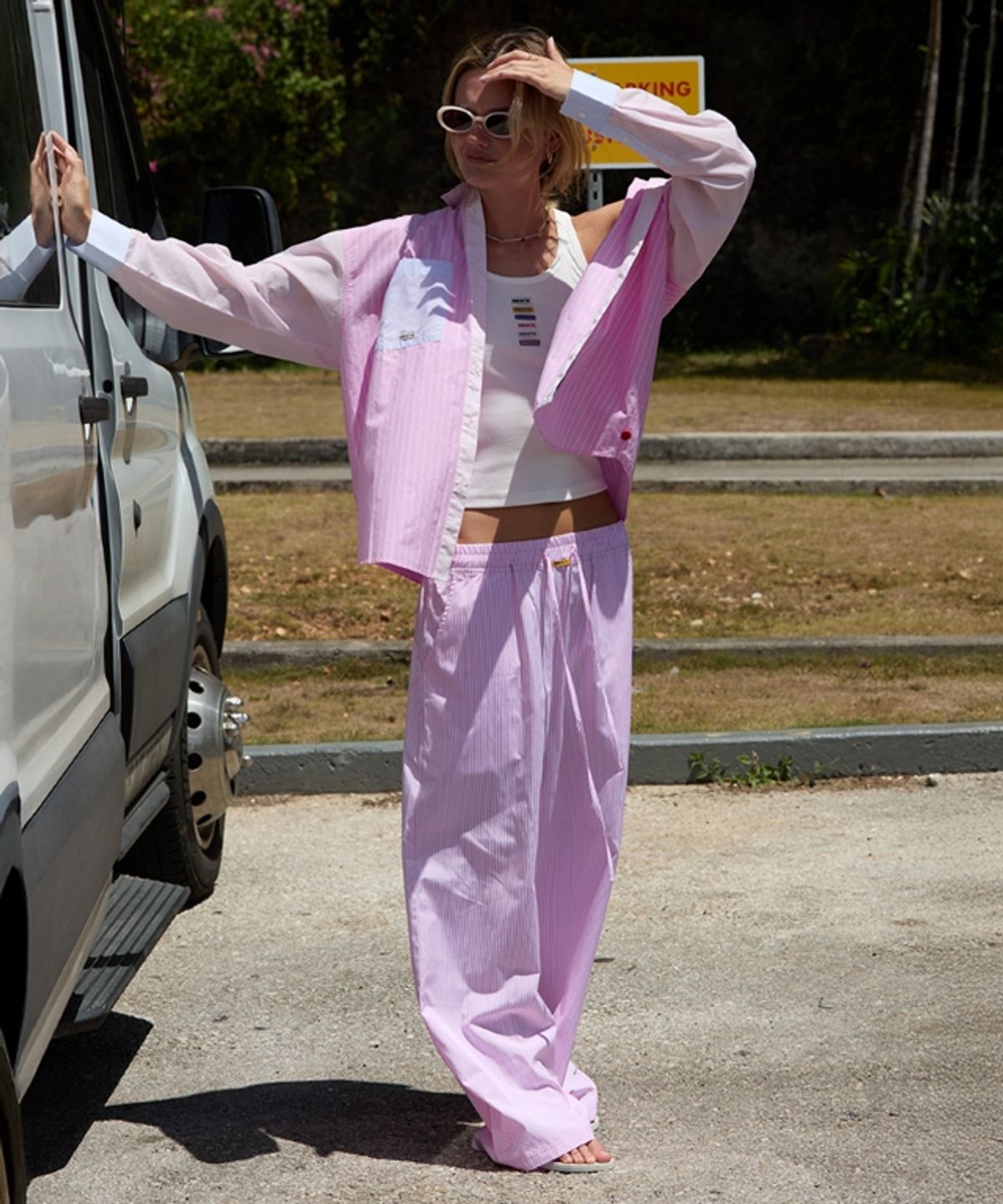 무드베러(MOODBETTER) MIX STRIPE OVER FIT SHIRTS PINK