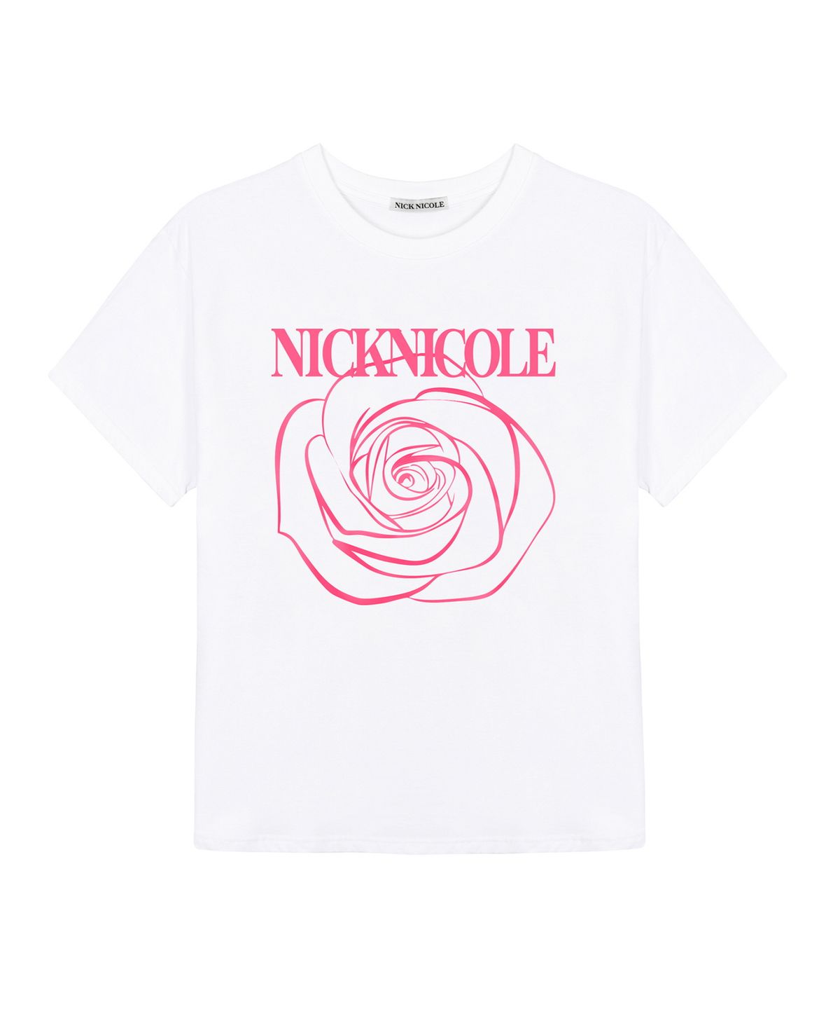 닉앤니콜(NICK&NICOLE) BIG ROSE SLEEVE TOP_WHITE PINK