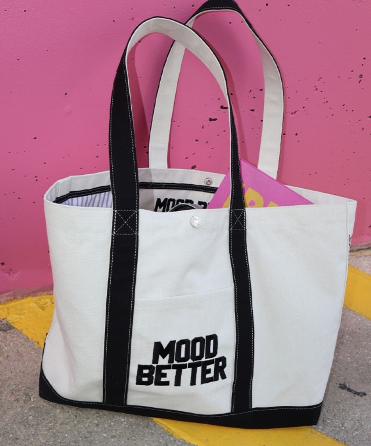 무드베러(MOODBETTER) CLASSIC CANVAS TOTE BAG IVORY BLACK