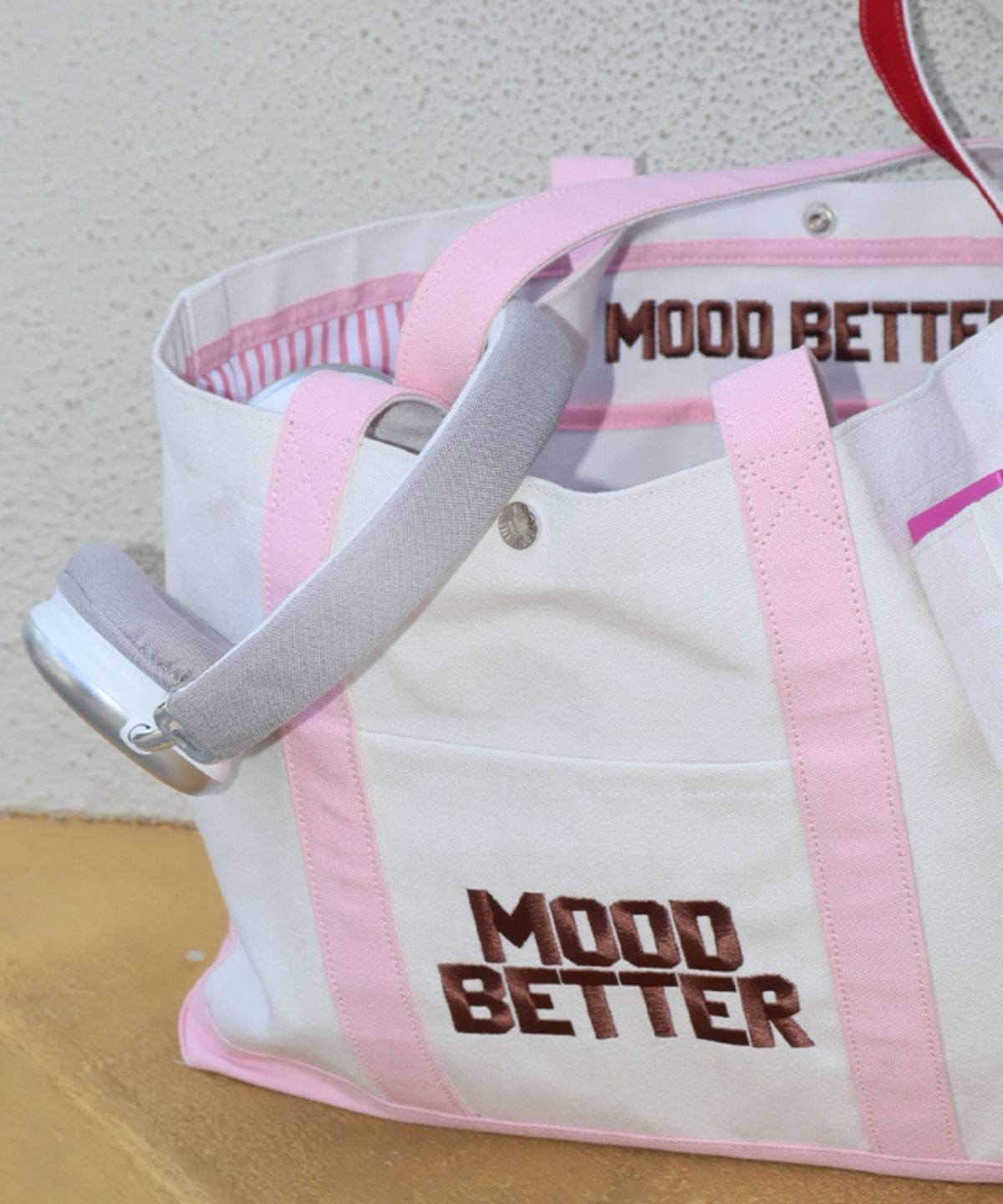 무드베러(MOODBETTER) CLASSIC CANVAS TOTE BAG IVORY PINK