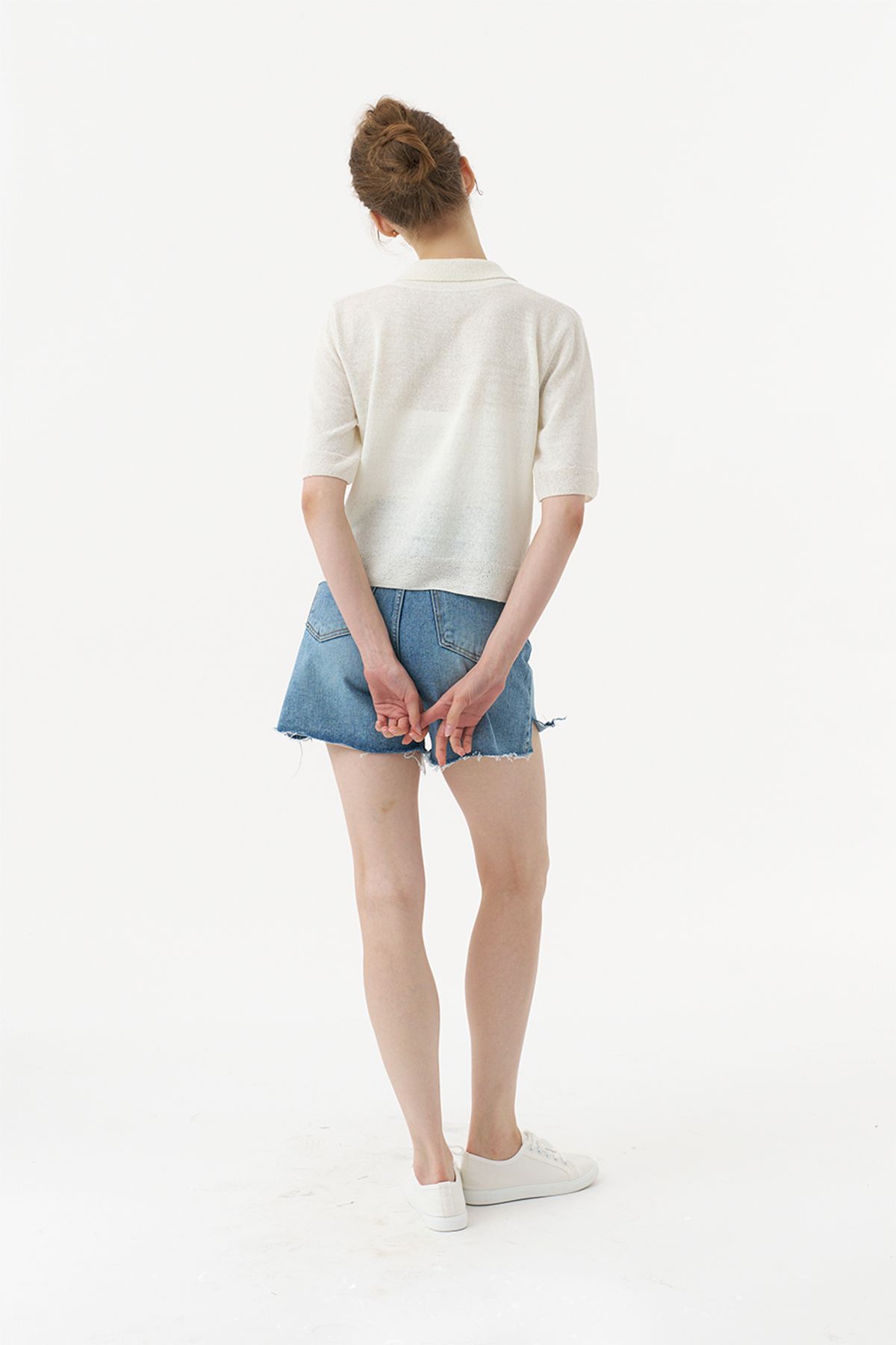 아코디코(ACODICO) Modern Sheer Collar Knit Cardigan