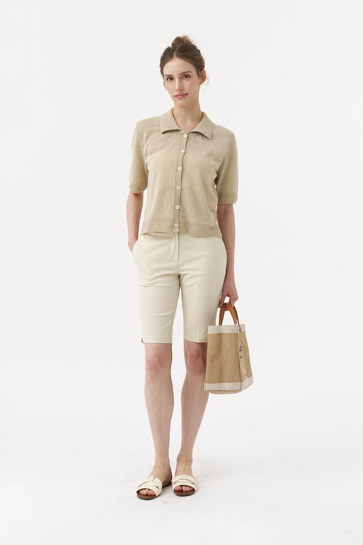 아코디코(ACODICO) Modern Sheer Collar Knit Cardigan