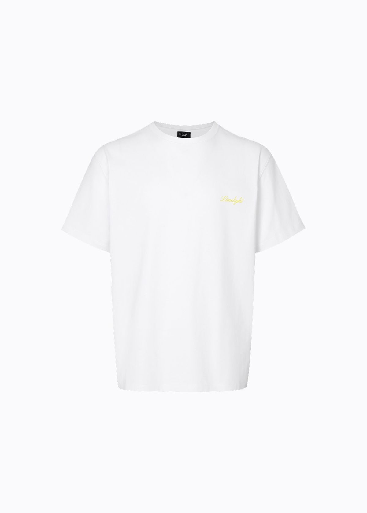 라임라잇 어패럴(LIMELIGHT APPAREL) 어패럴 스크립트 로고 티셔츠 (화이트/라임라잇)