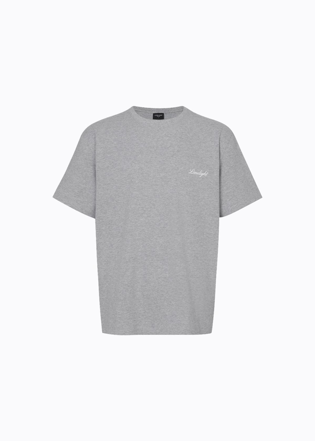 라임라잇 어패럴(LIMELIGHT APPAREL) 어패럴 스크립트 로고 티셔츠 (그레이 멜란지/화이트)