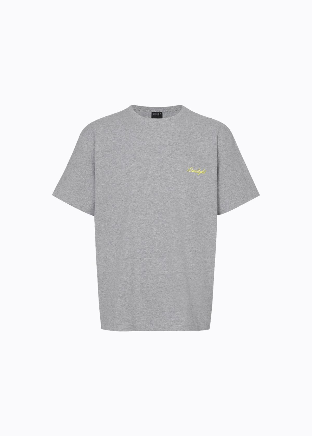 라임라잇 어패럴(LIMELIGHT APPAREL) 어패럴 스크립트 로고 티셔츠 (그레이 멜란지/라임라잇)