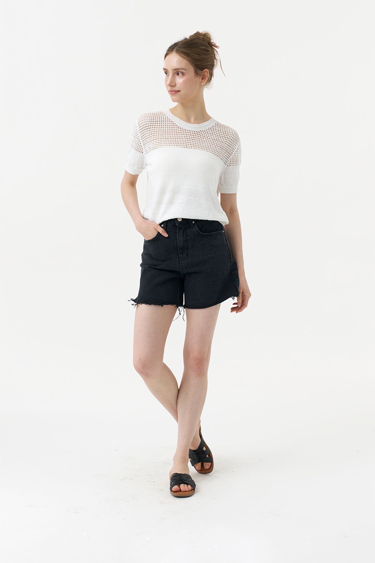 아코디코(ACODICO) Lucent Linen Knit Top