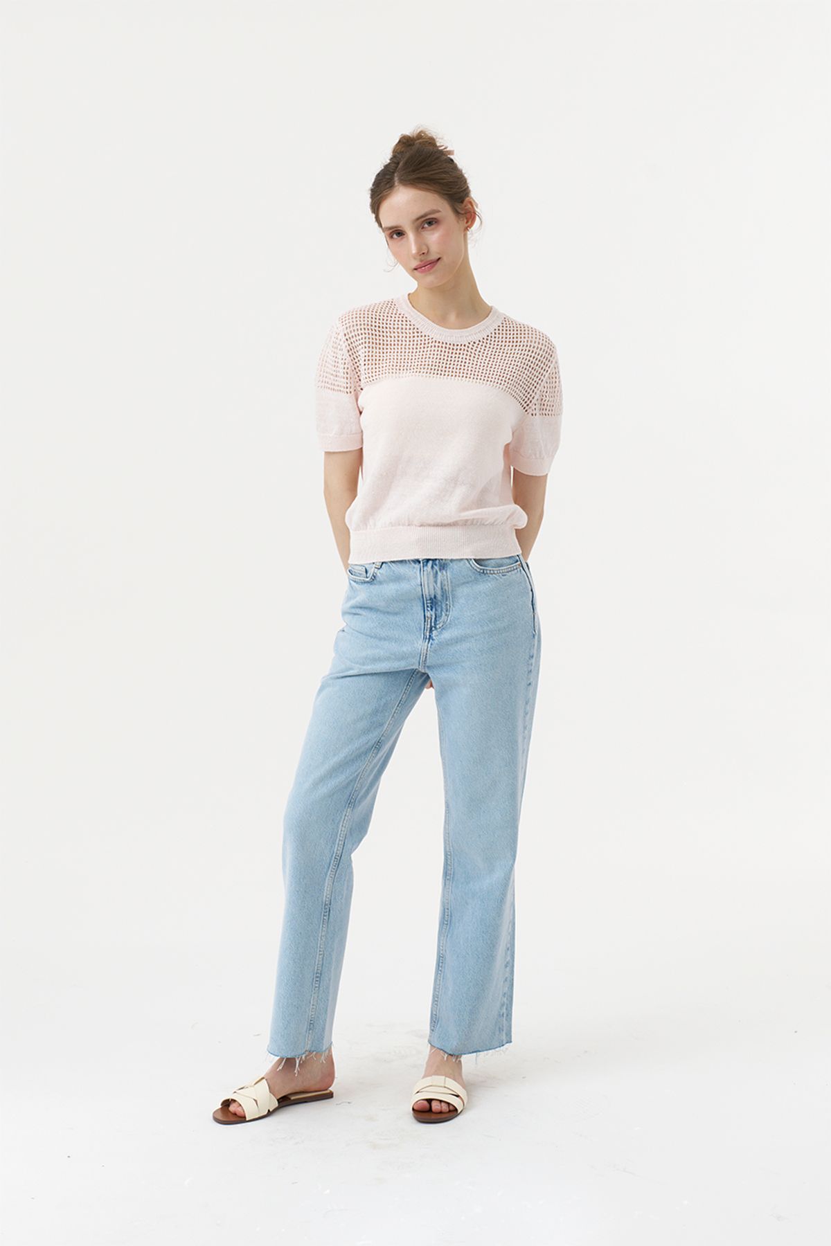 아코디코(ACODICO) Lucent Linen Knit Top