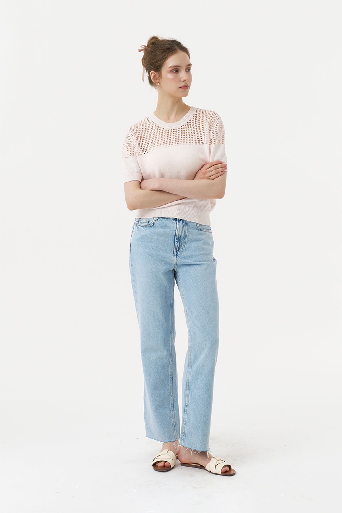 아코디코(ACODICO) Lucent Linen Knit Top