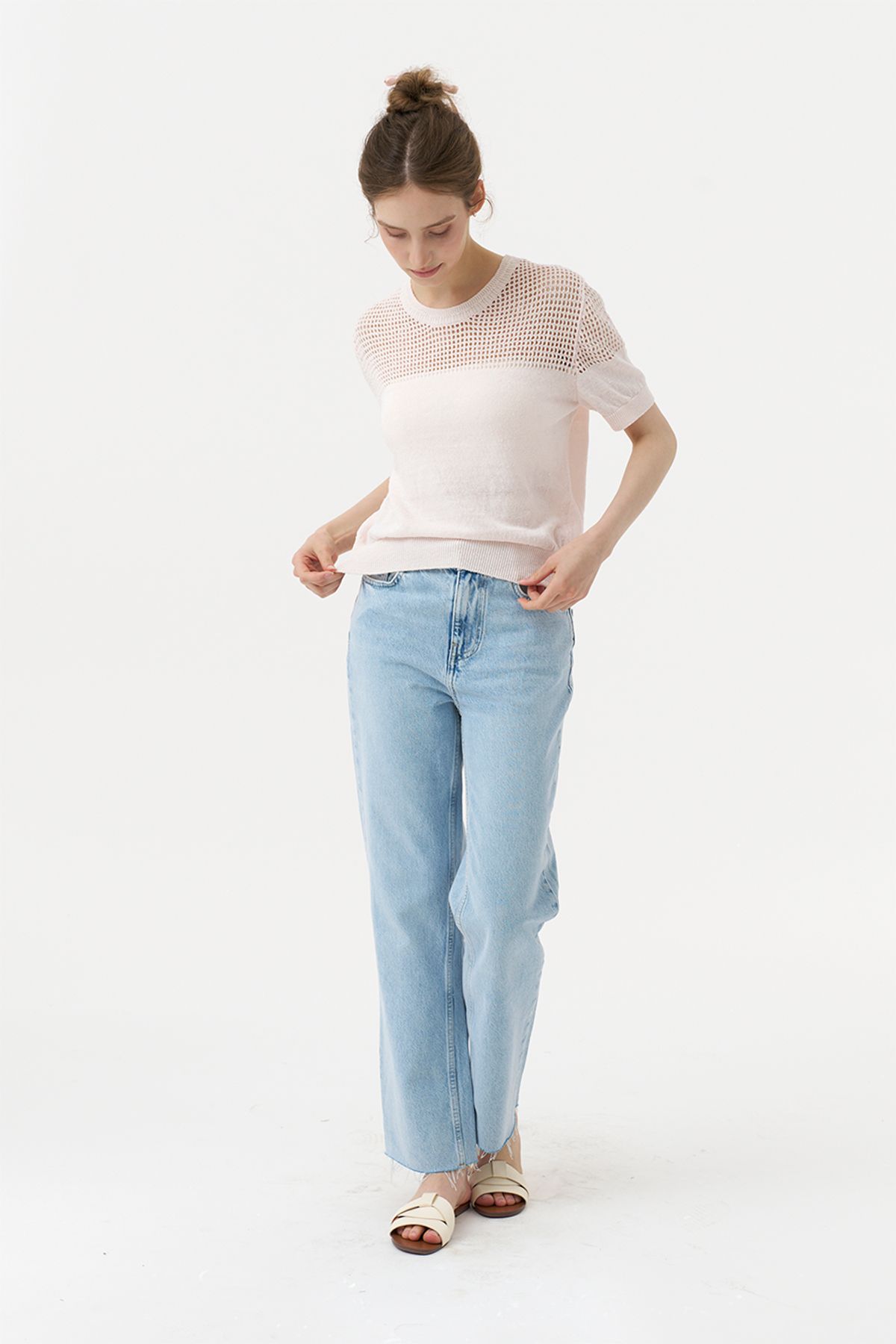 아코디코(ACODICO) Lucent Linen Knit Top