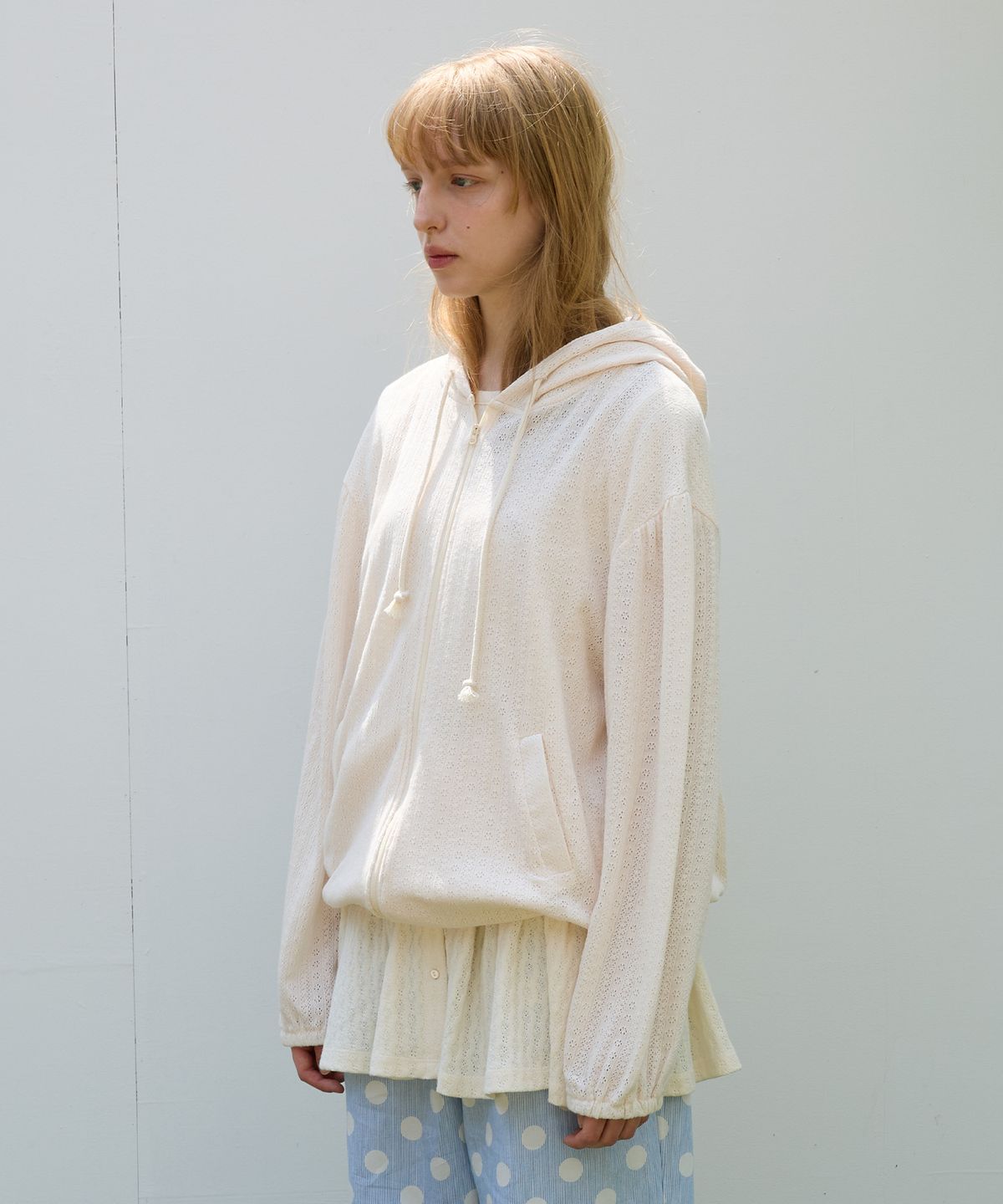 펀프롬펀(FUNFROMFUN) Mellow Lace Hoodie, Cream