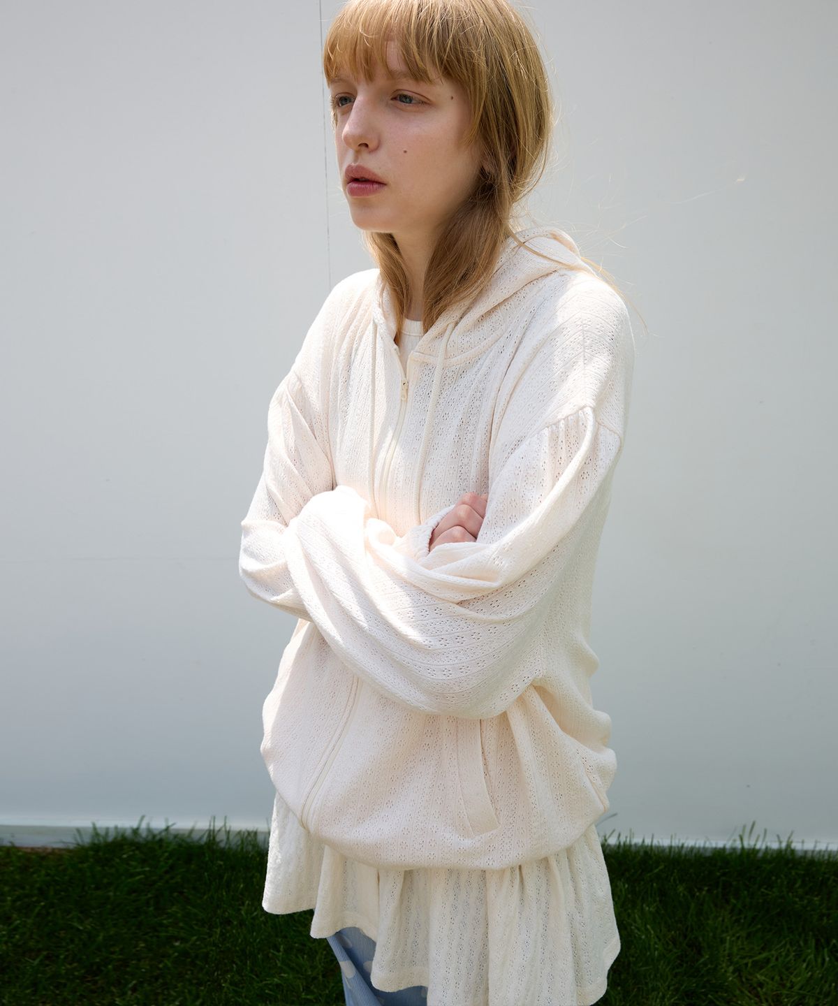 펀프롬펀(FUNFROMFUN) Mellow Lace Hoodie, Cream