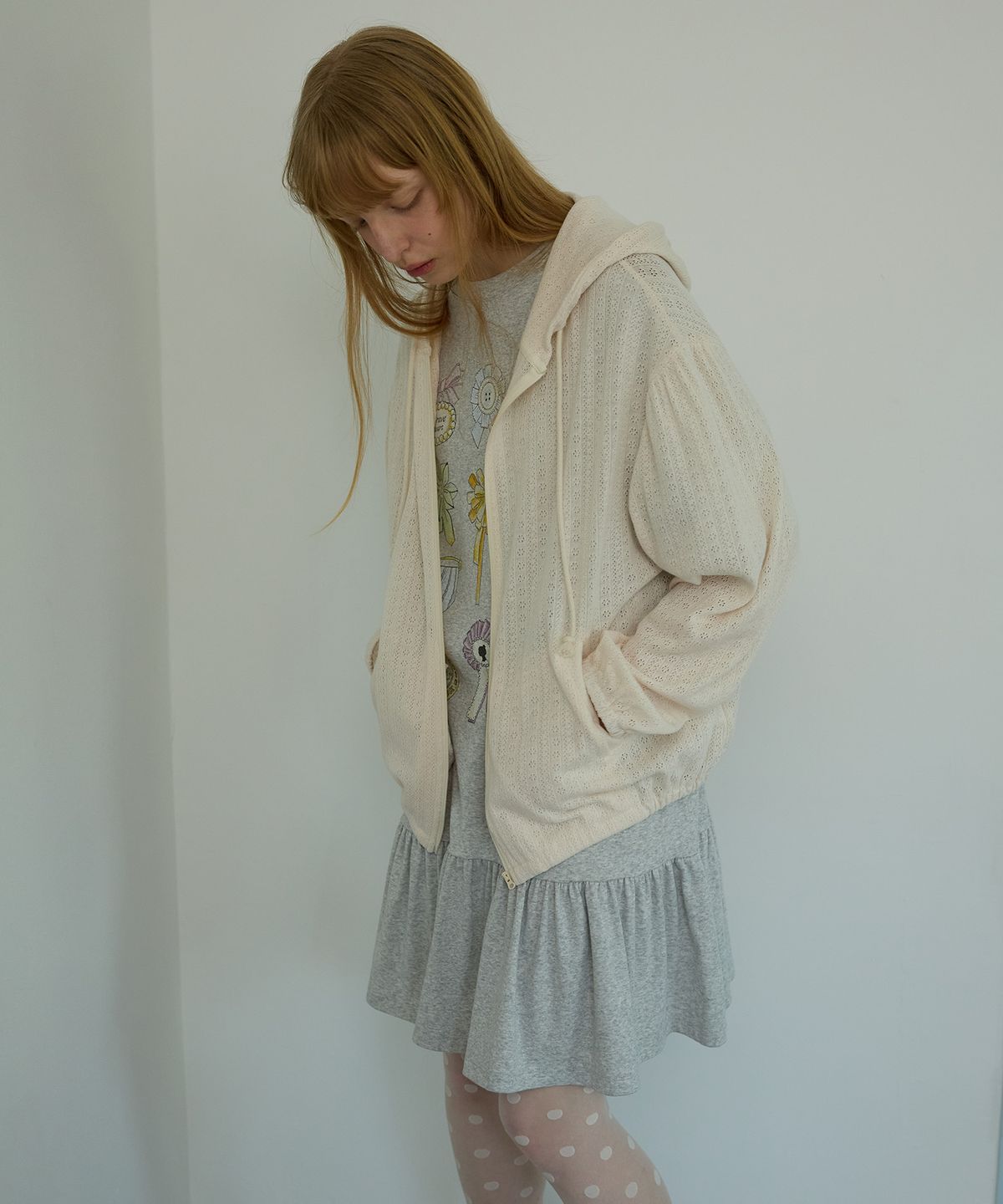 펀프롬펀(FUNFROMFUN) Mellow Lace Hoodie, Cream