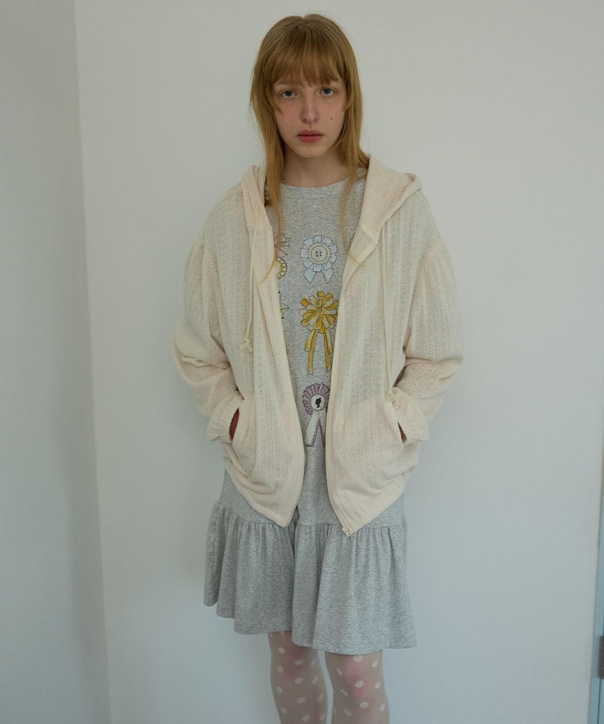 펀프롬펀(FUNFROMFUN) Mellow Lace Hoodie, Cream