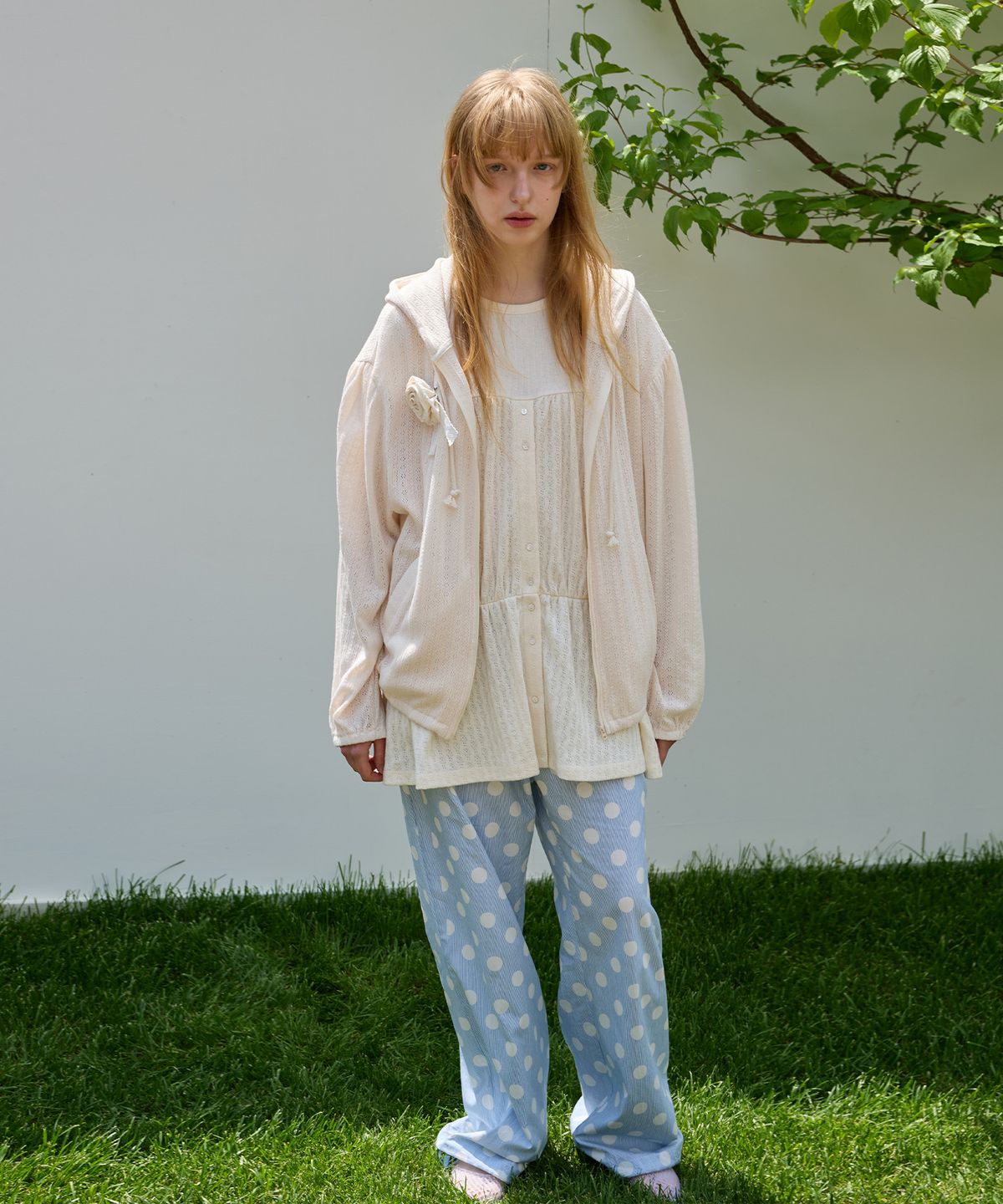 펀프롬펀(FUNFROMFUN) Mellow Lace Hoodie, Cream