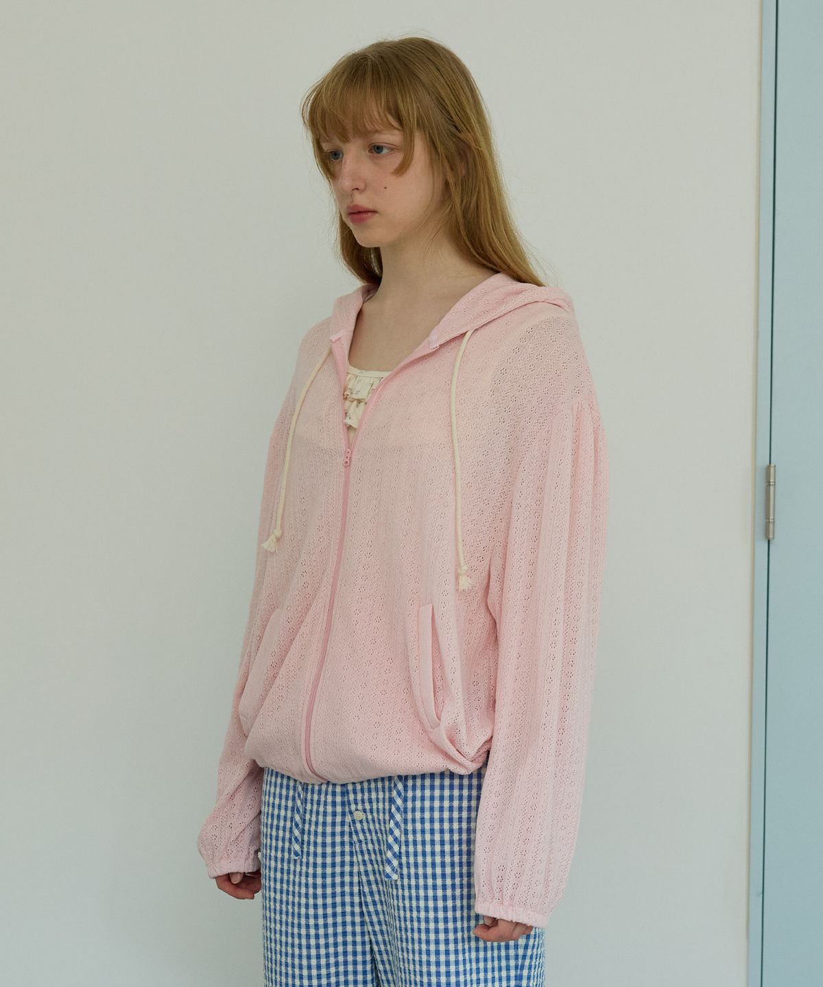 펀프롬펀(FUNFROMFUN) Mellow Lace Hoodie, Pink