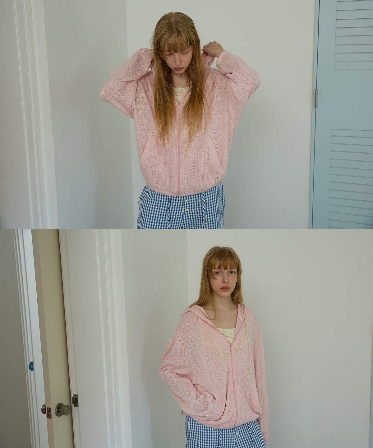 펀프롬펀(FUNFROMFUN) Mellow Lace Hoodie, Pink