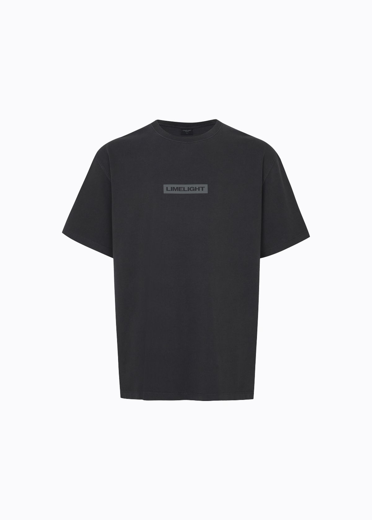 라임라잇 어패럴(LIMELIGHT APPAREL) 어패럴 피그먼트 박스 로고 티셔츠 (블랙/그레이)