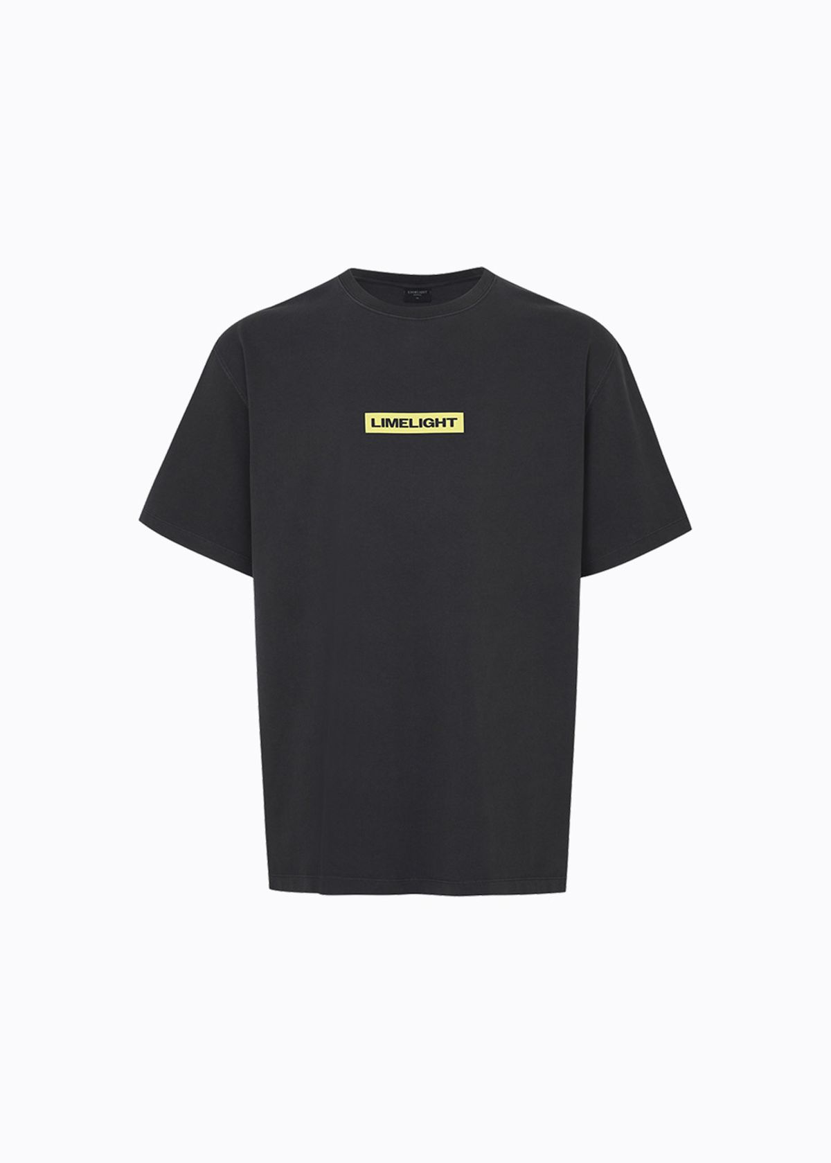 라임라잇 어패럴(LIMELIGHT APPAREL) 어패럴 피그먼트 박스 로고 티셔츠 (블랙/라임라잇)