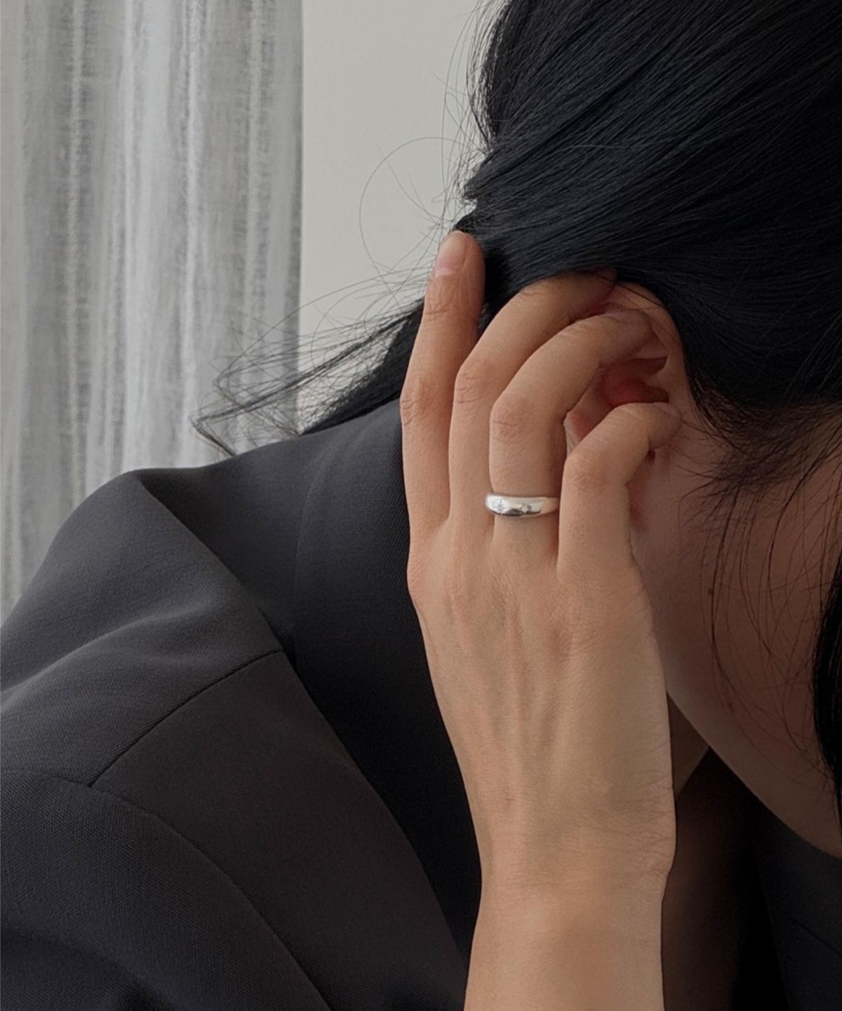 바라두(BARADU) [BARADU 925] Triple star sculpture dome ring