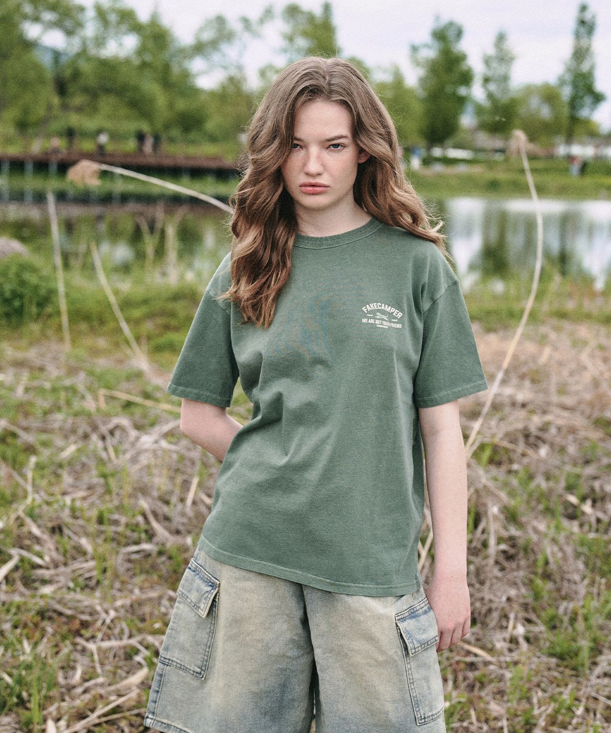 페이크캠퍼(FAKE CAMPER) 우먼스 타이거 오리지널 빈티지 반팔티셔츠 [D/KHAKI]