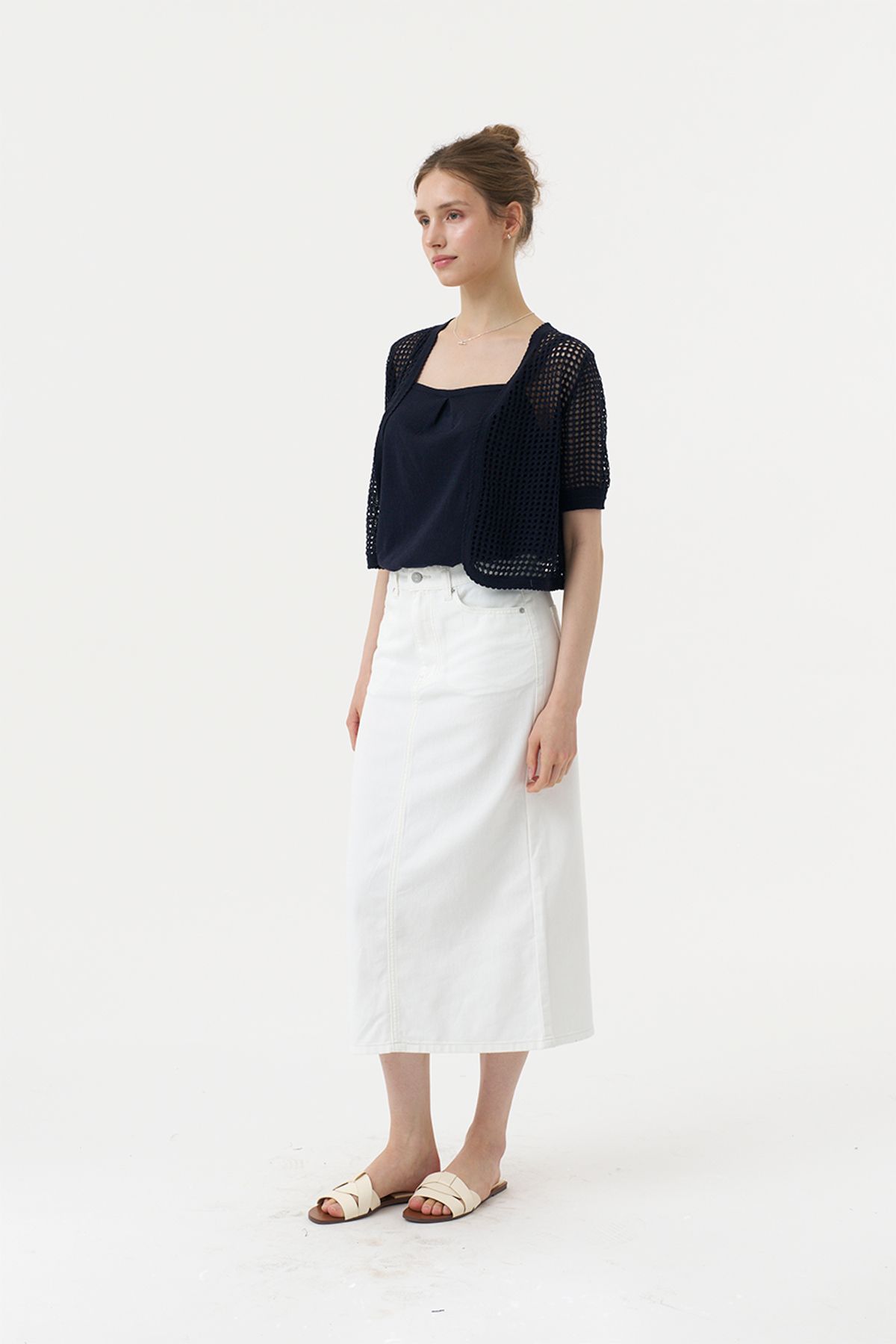 아코디코(ACODICO) Linen Shirring Top & Bolero Cardigan Set