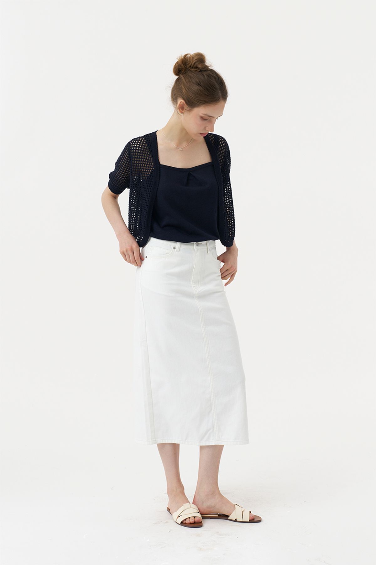 아코디코(ACODICO) Linen Shirring Top & Bolero Cardigan Set