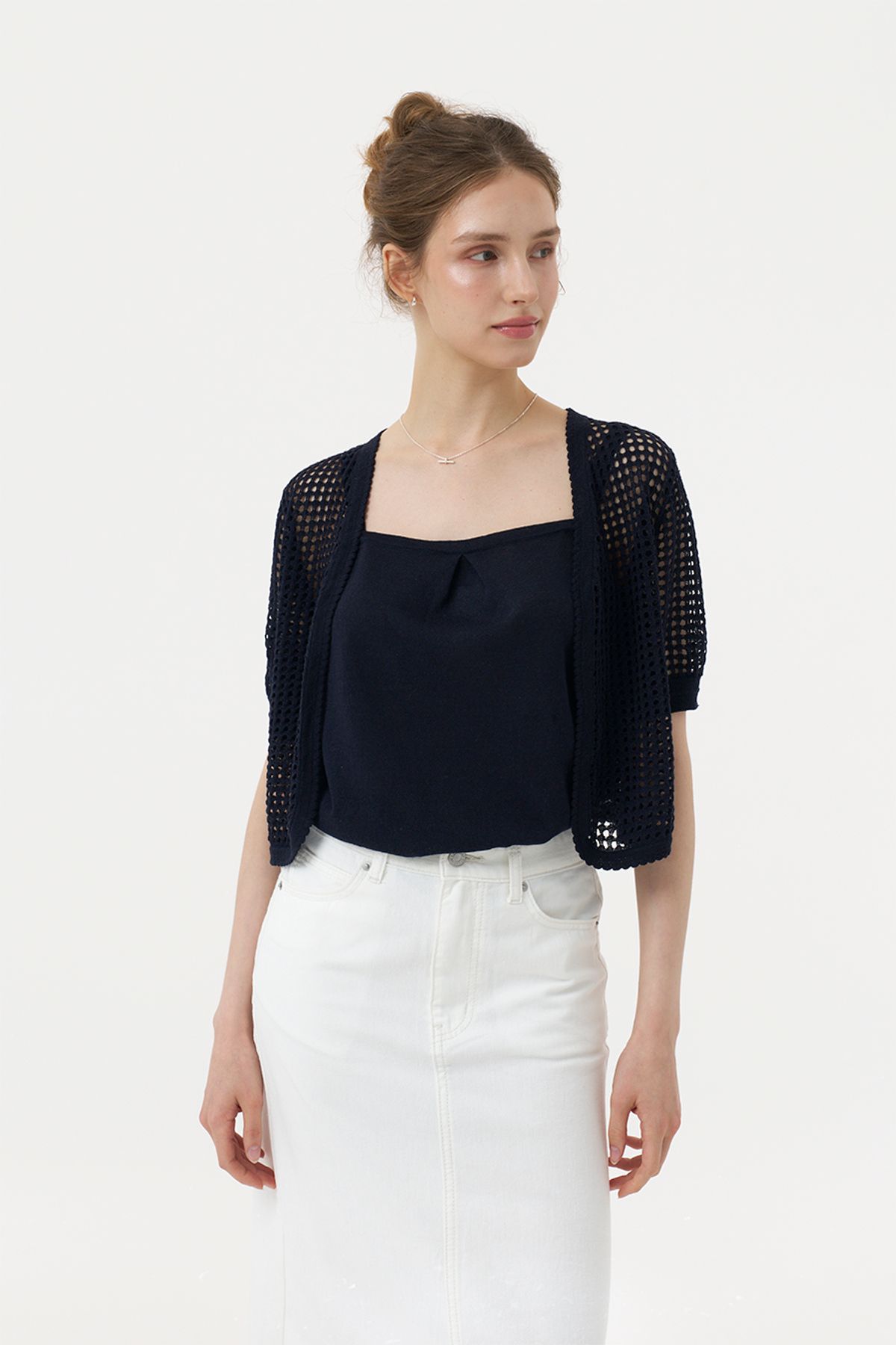 아코디코(ACODICO) Linen Shirring Top & Bolero Cardigan Set