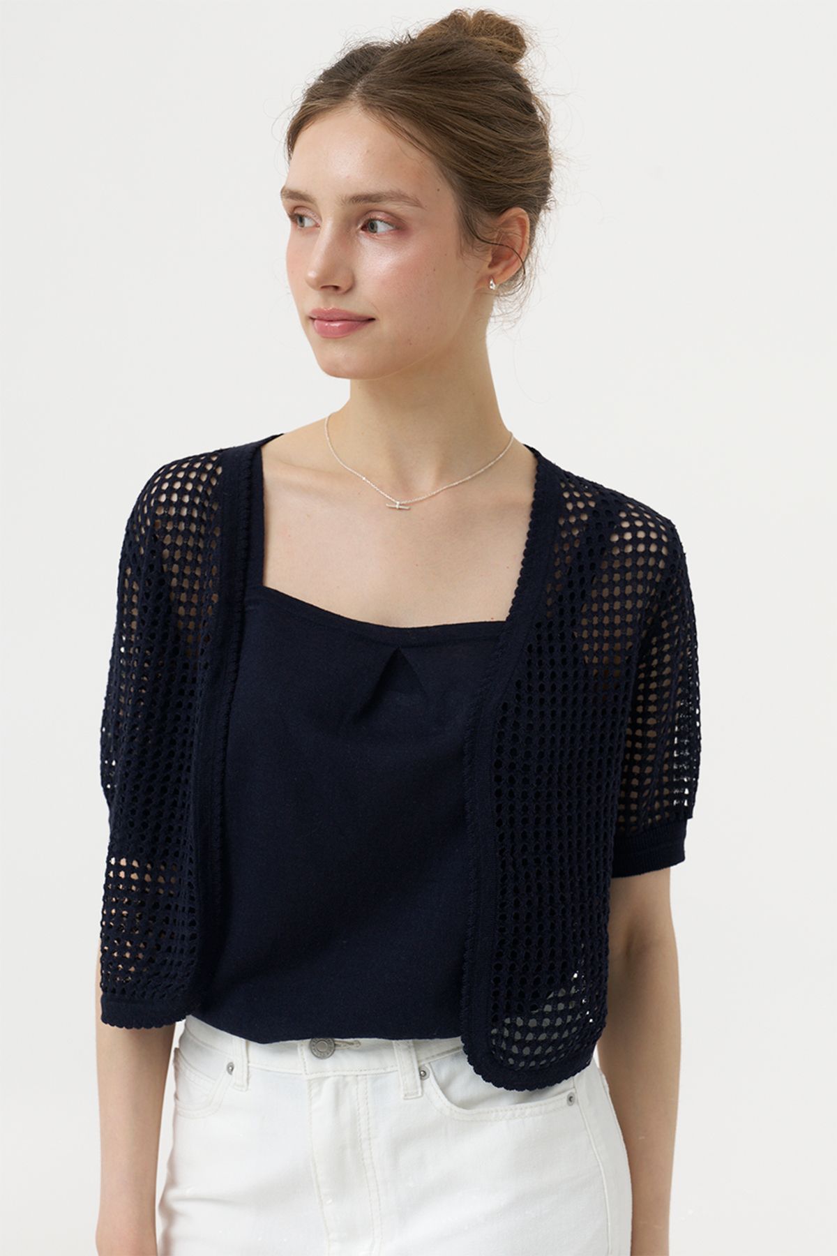 아코디코(ACODICO) Linen Shirring Top & Bolero Cardigan Set