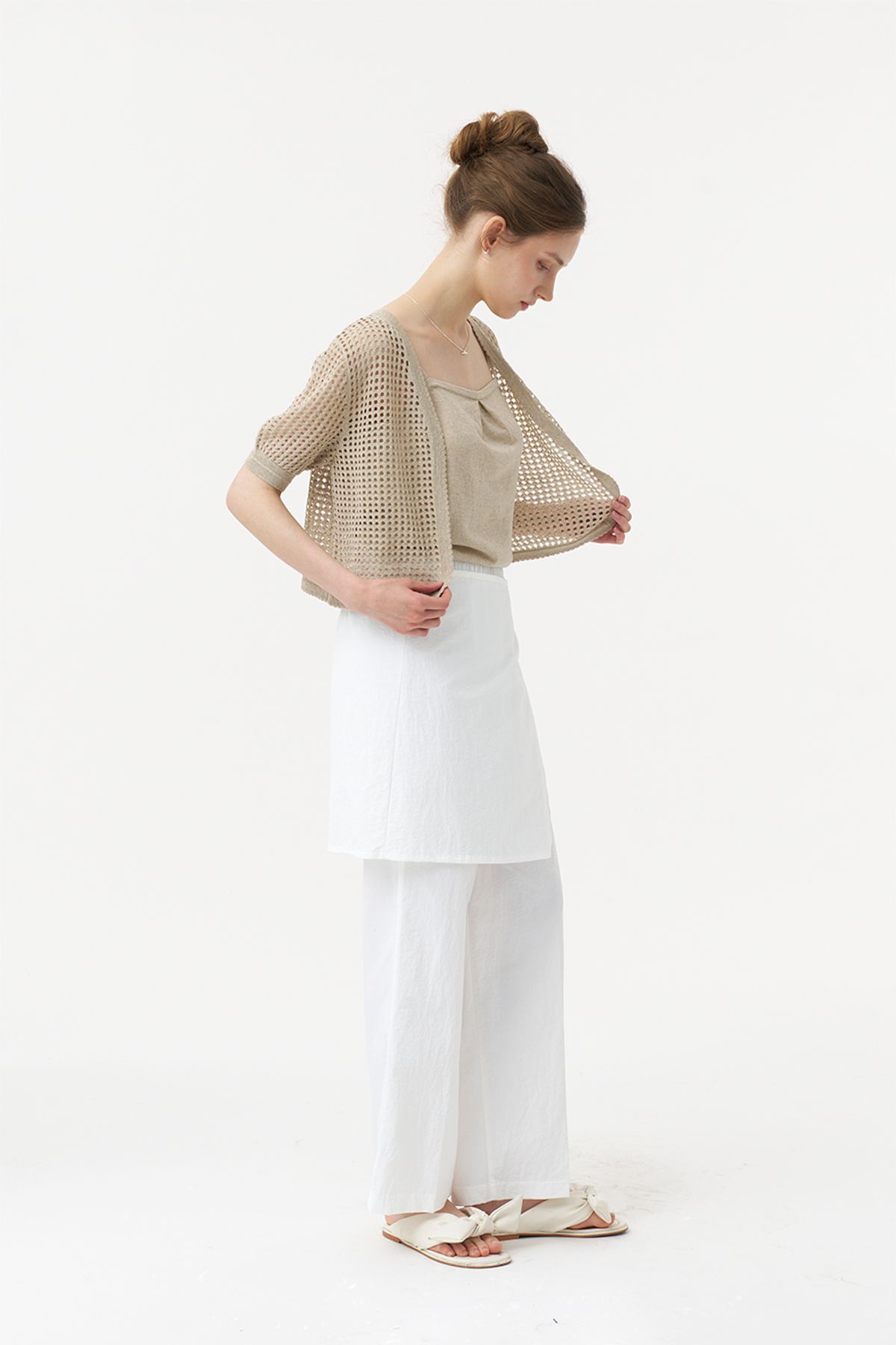 아코디코(ACODICO) Linen Shirring Top & Bolero Cardigan Set