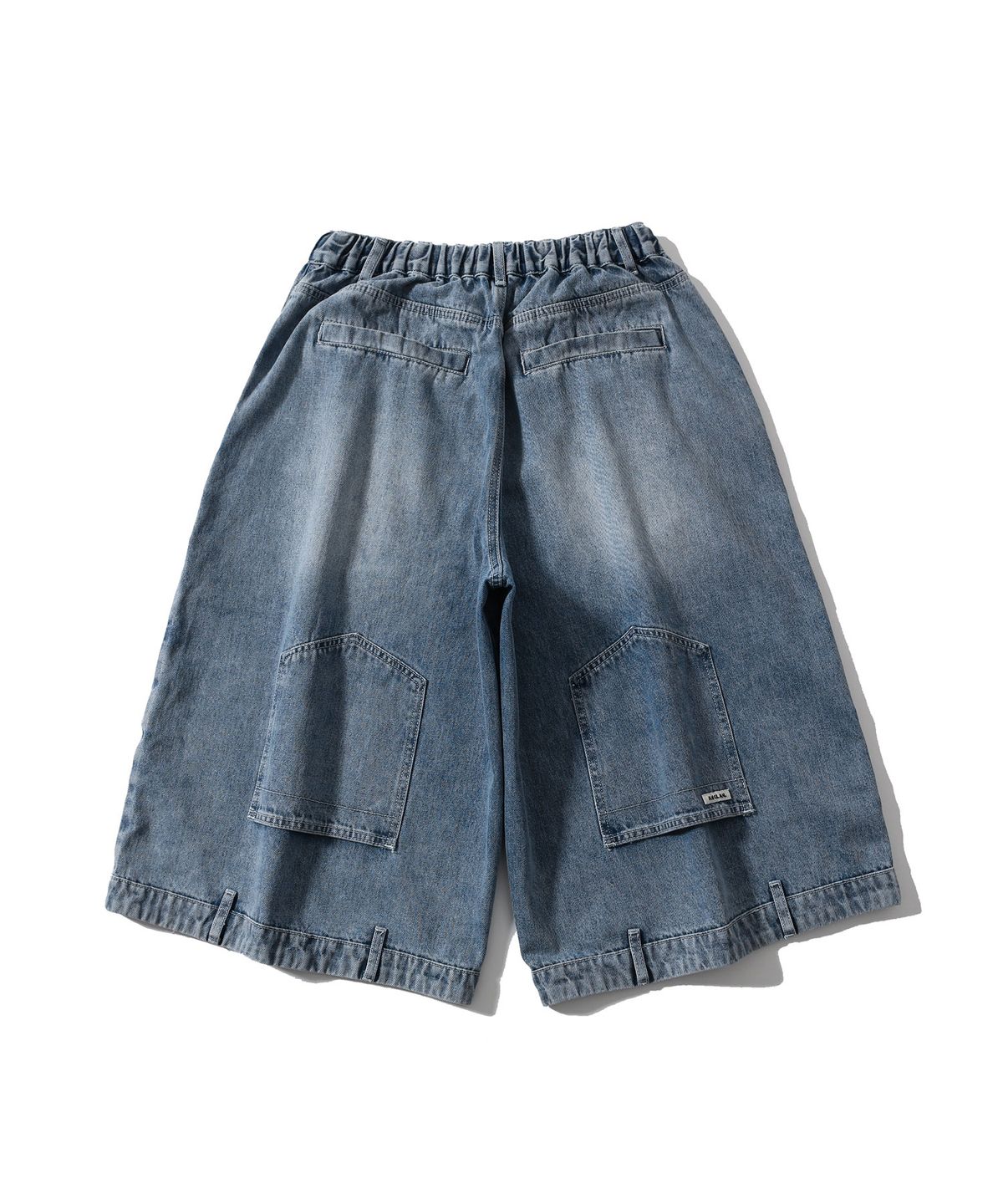 앵글런(ANGLAN) Upside Down Denim Half Pants - Washed Blue